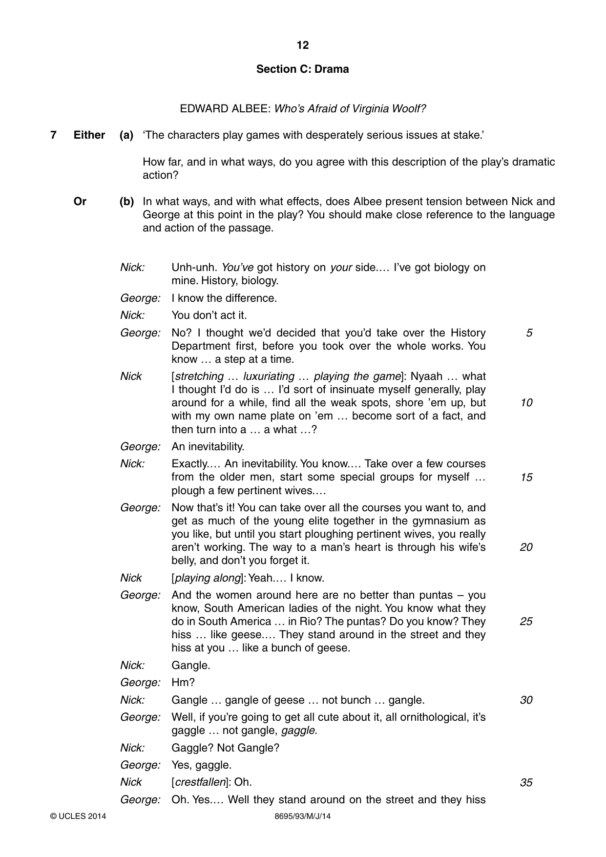 Cambridge A Level English - Language and Literature (AS Level only, from 2016) 8695 2014 May/June Paper 9 · Variant 3 question paper, page 12 of 20