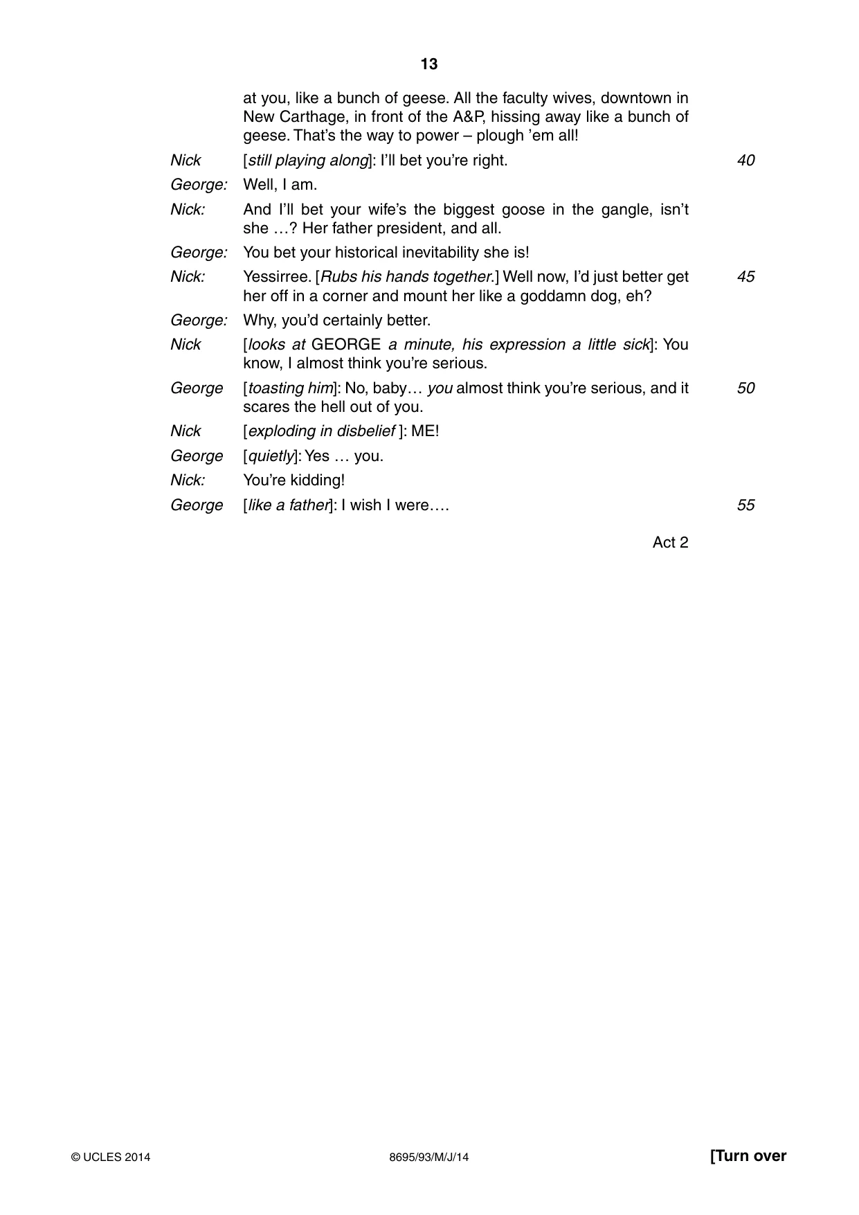 Cambridge A Level English - Language and Literature (AS Level only, from 2016) 8695 2014 May/June Paper 9 · Variant 3 question paper, page 13 of 20