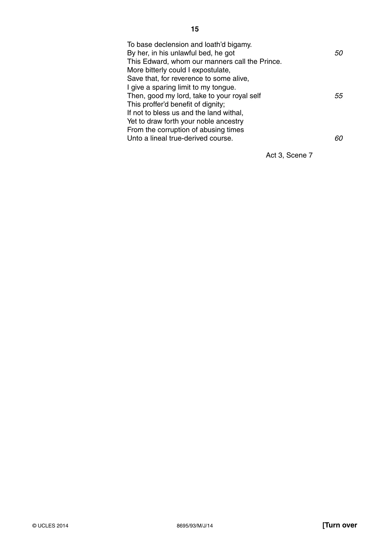 Cambridge A Level English - Language and Literature (AS Level only, from 2016) 8695 2014 May/June Paper 9 · Variant 3 question paper, page 15 of 20