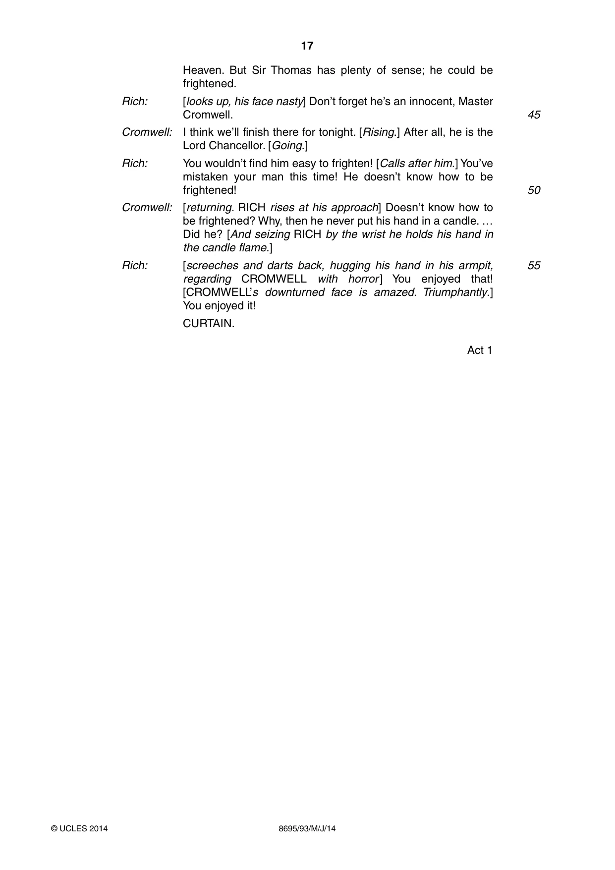 Cambridge A Level English - Language and Literature (AS Level only, from 2016) 8695 2014 May/June Paper 9 · Variant 3 question paper, page 17 of 20