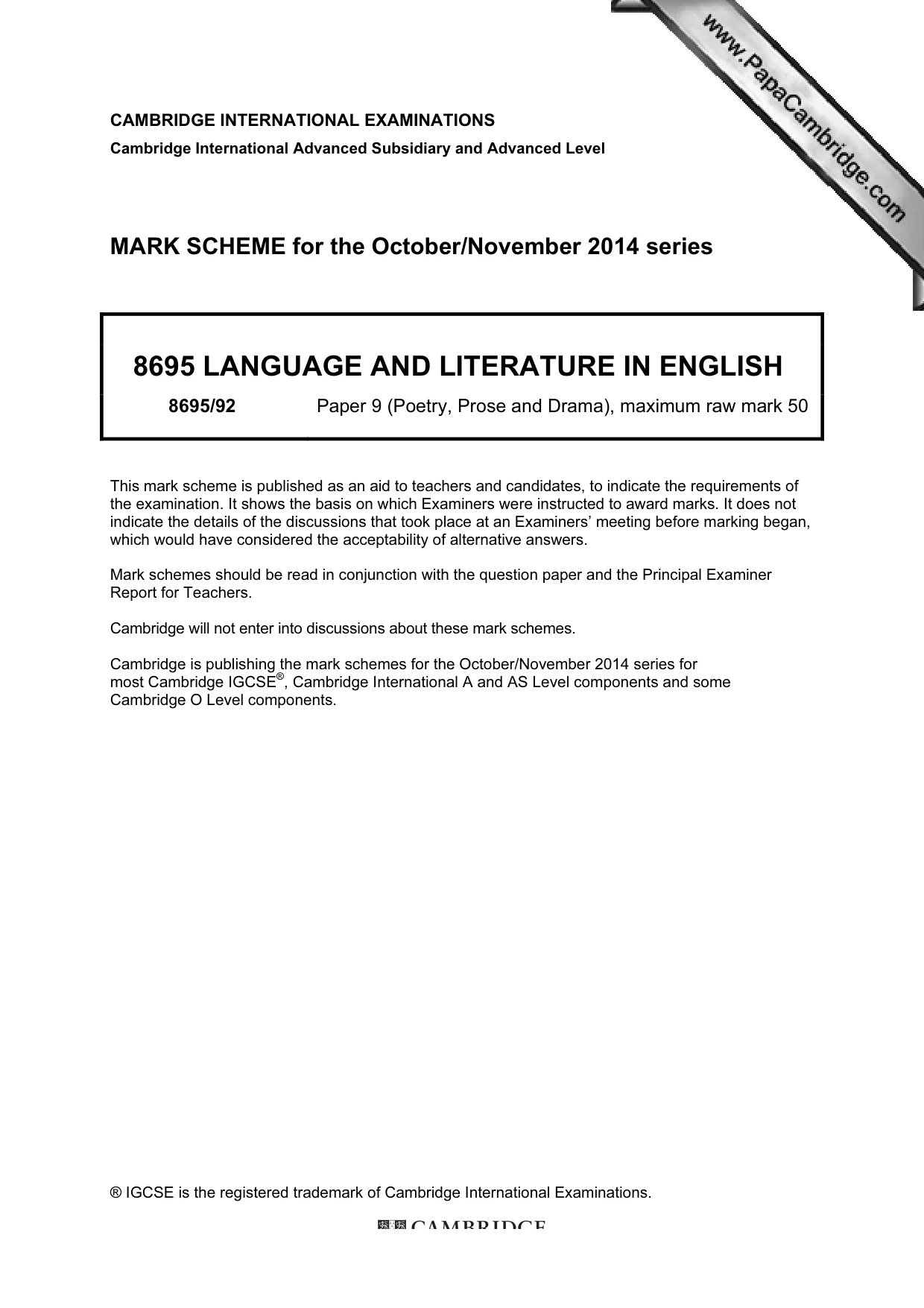 Mark scheme, page 1 of 5