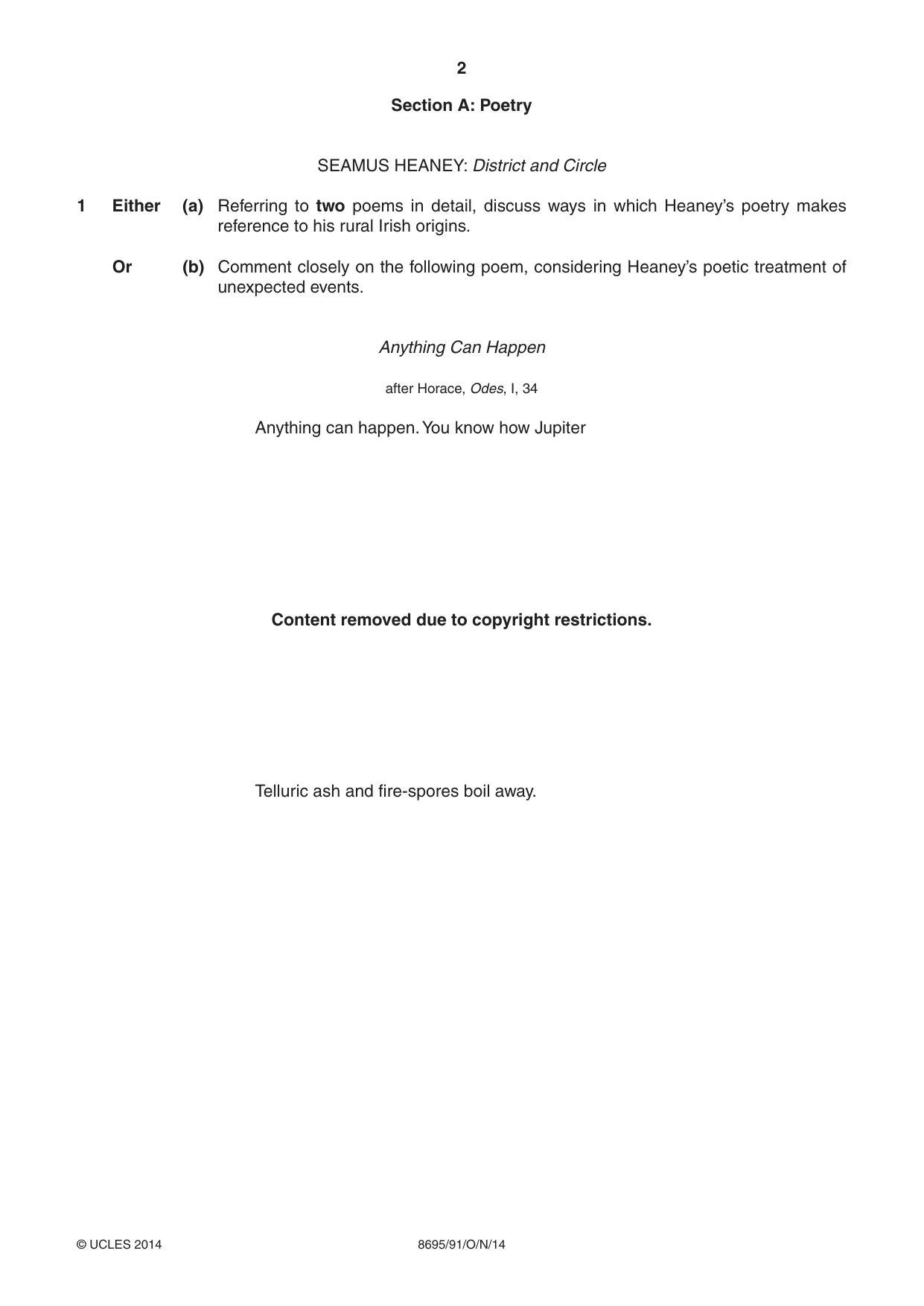 Cambridge A Level English - Language and Literature (AS Level only, from 2016) 8695 2014 Oct/Nov Paper 9 · Variant 1 question paper, page 2 of 20
