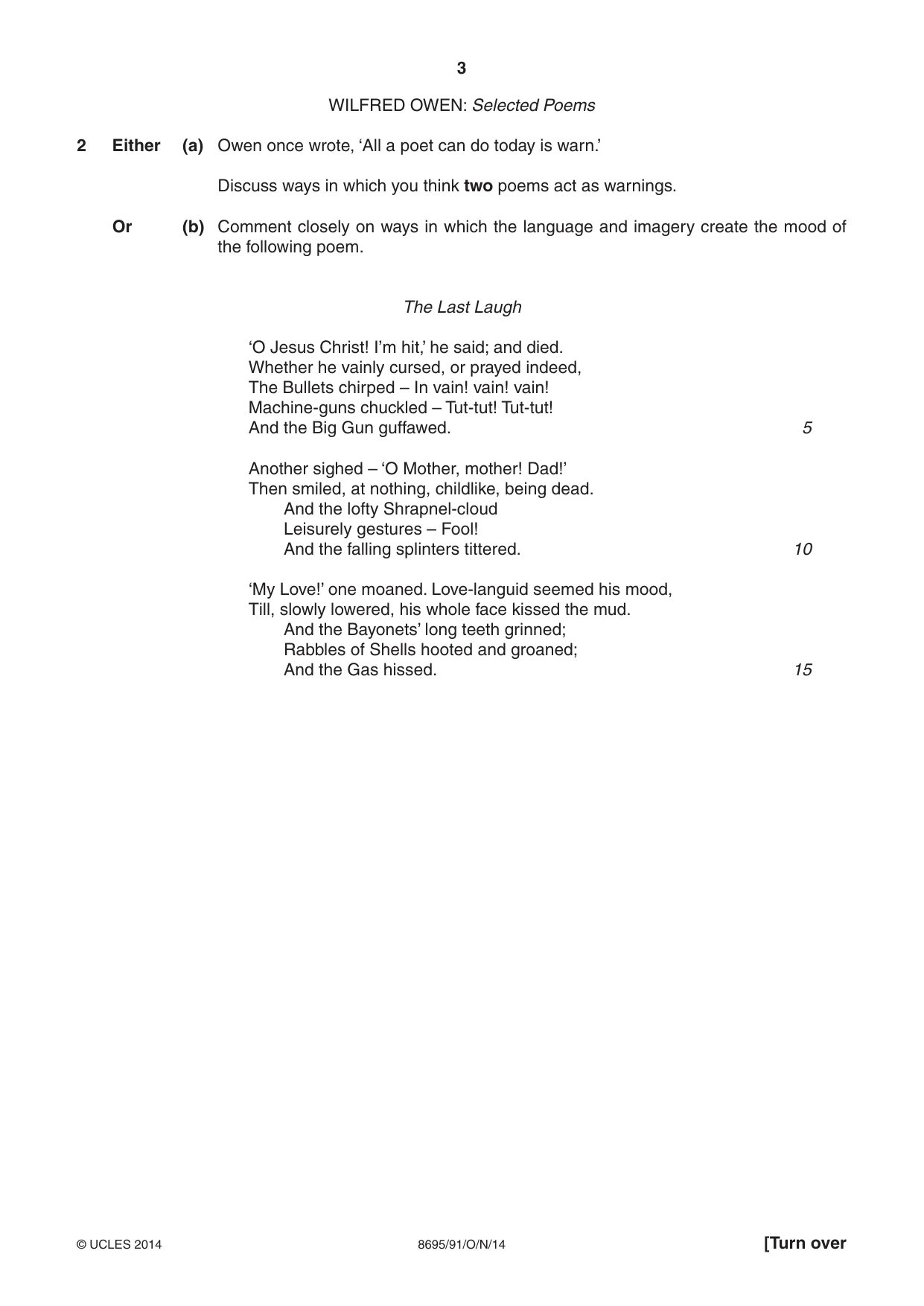 Cambridge A Level English - Language and Literature (AS Level only, from 2016) 8695 2014 Oct/Nov Paper 9 · Variant 1 question paper, page 3 of 20