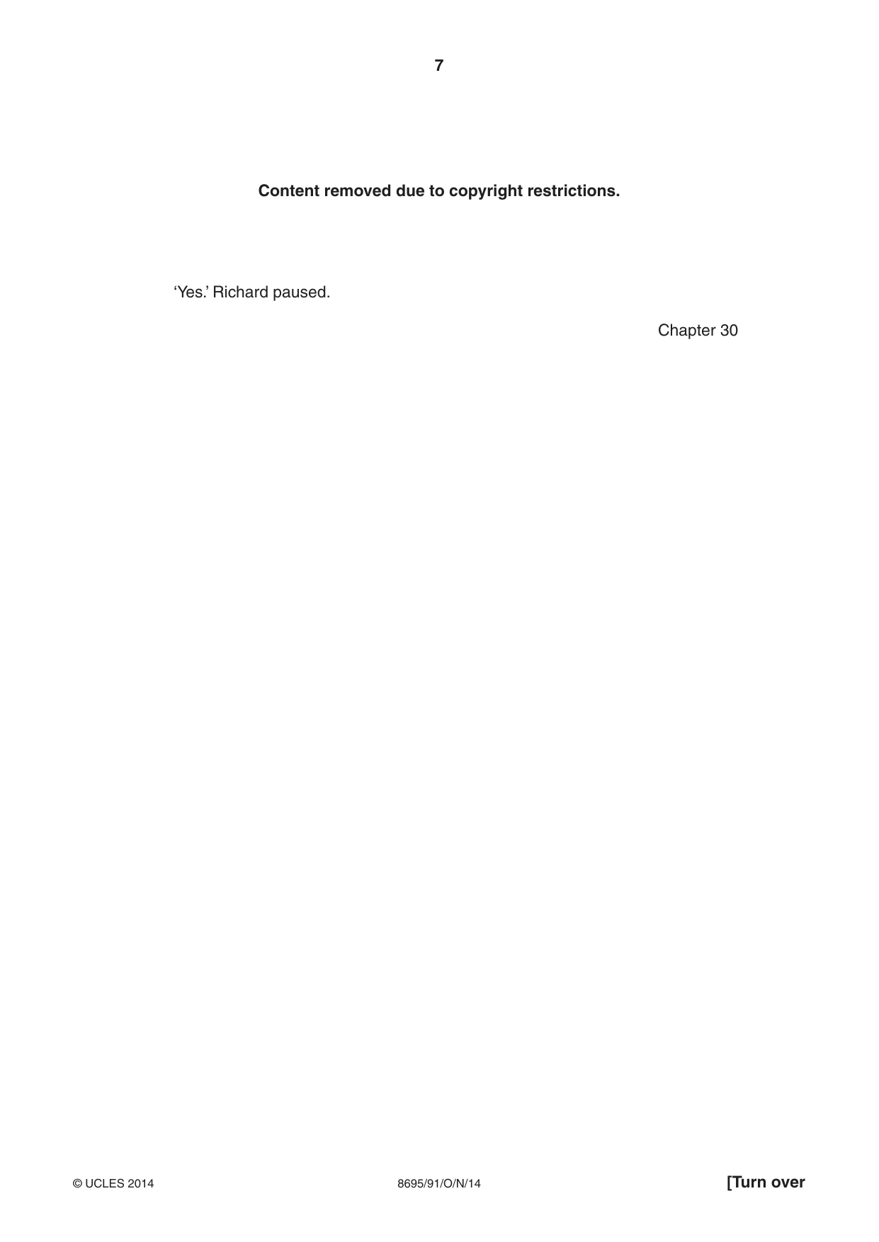 Cambridge A Level English - Language and Literature (AS Level only, from 2016) 8695 2014 Oct/Nov Paper 9 · Variant 1 question paper, page 7 of 20