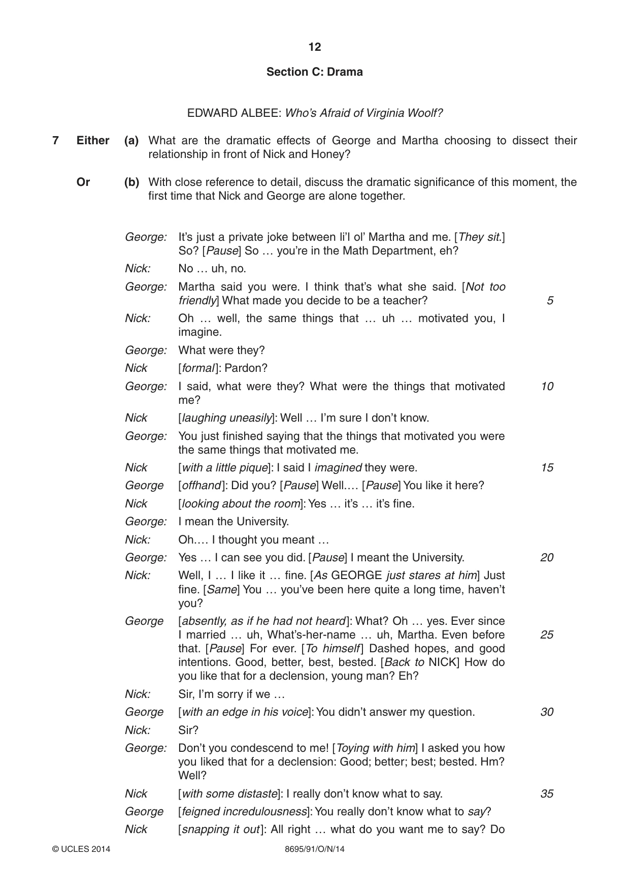 Cambridge A Level English - Language and Literature (AS Level only, from 2016) 8695 2014 Oct/Nov Paper 9 · Variant 1 question paper, page 12 of 20