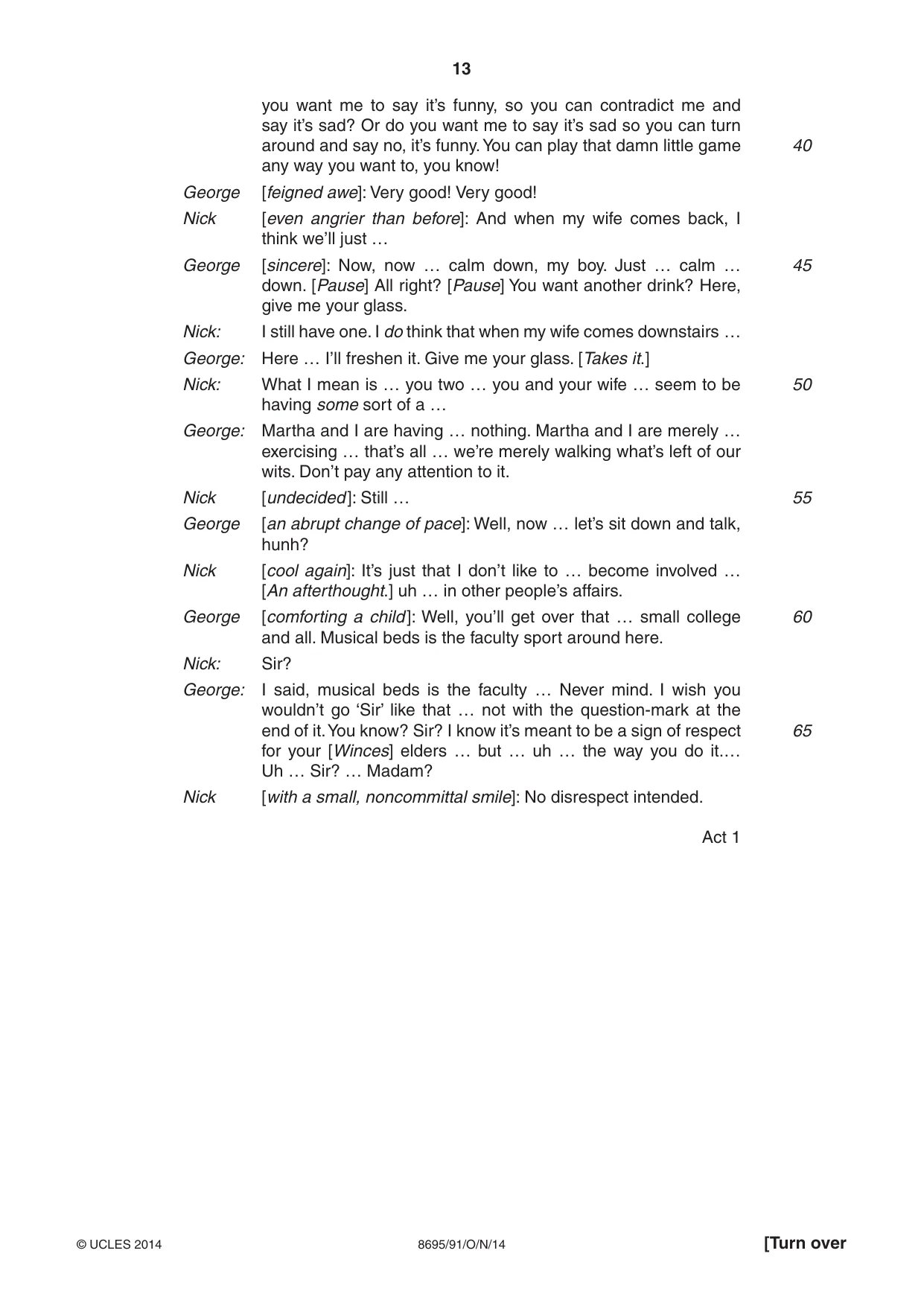 Cambridge A Level English - Language and Literature (AS Level only, from 2016) 8695 2014 Oct/Nov Paper 9 · Variant 1 question paper, page 13 of 20