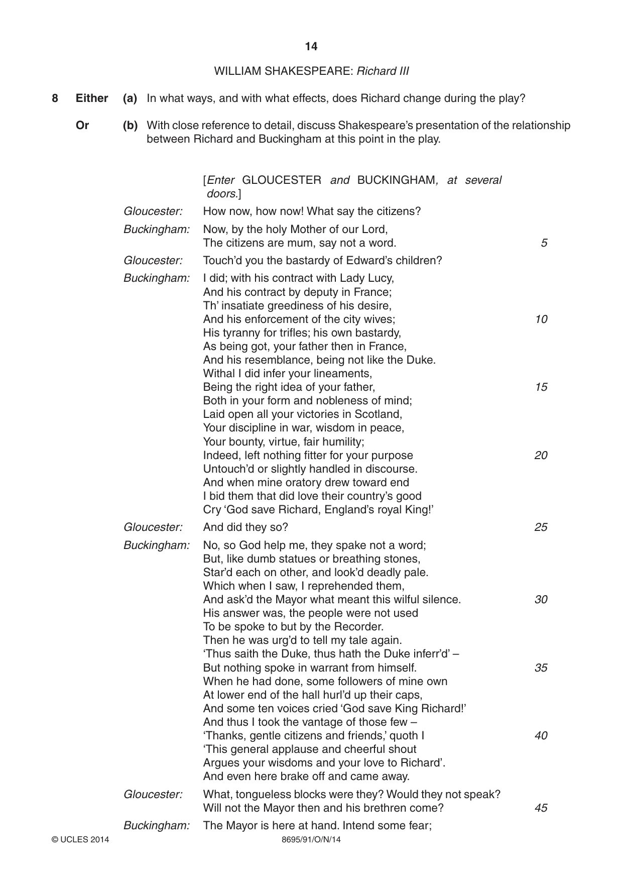 Cambridge A Level English - Language and Literature (AS Level only, from 2016) 8695 2014 Oct/Nov Paper 9 · Variant 1 question paper, page 14 of 20