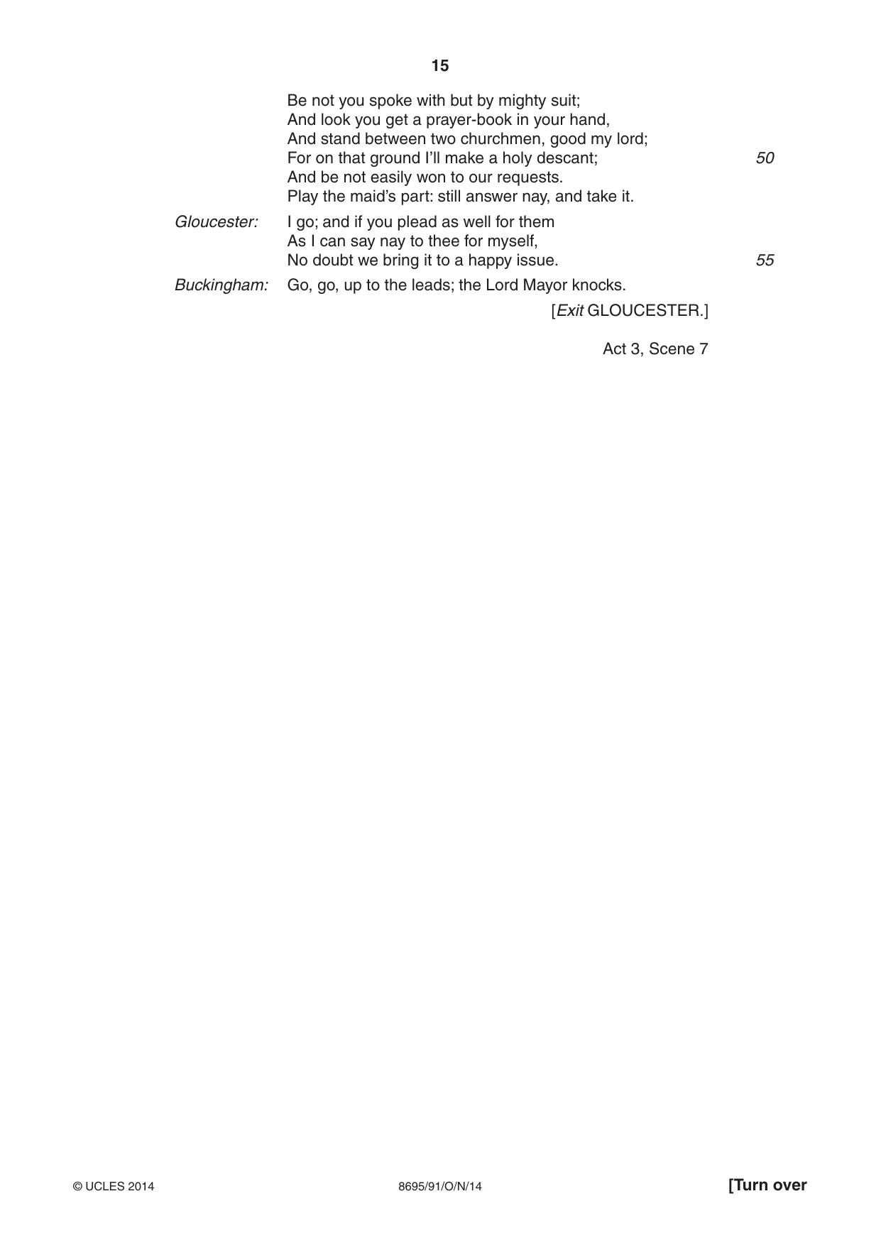 Cambridge A Level English - Language and Literature (AS Level only, from 2016) 8695 2014 Oct/Nov Paper 9 · Variant 1 question paper, page 15 of 20