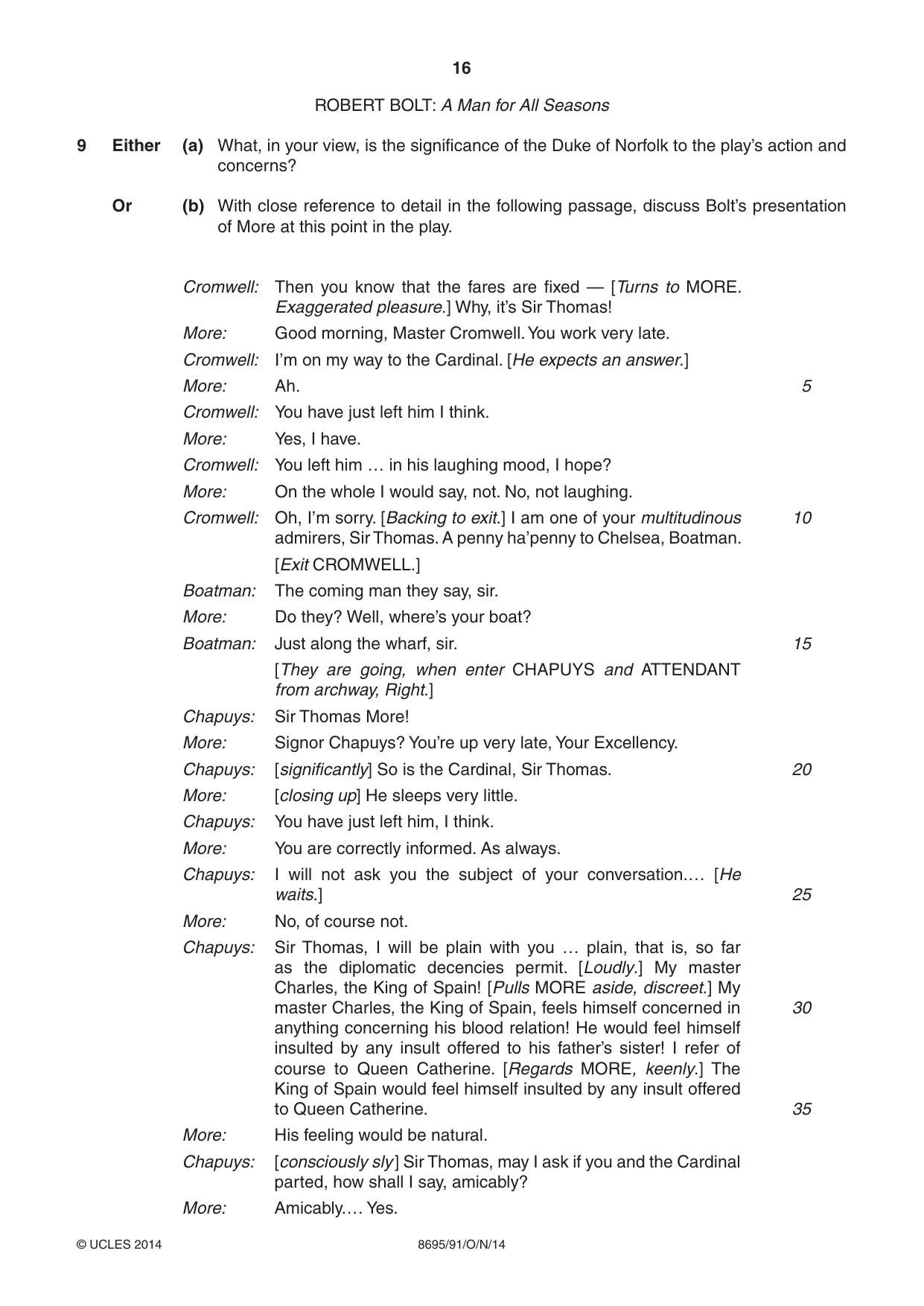 Cambridge A Level English - Language and Literature (AS Level only, from 2016) 8695 2014 Oct/Nov Paper 9 · Variant 1 question paper, page 16 of 20