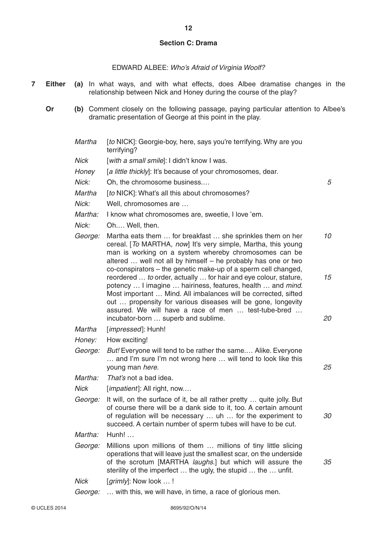 Cambridge A Level English - Language and Literature (AS Level only, from 2016) 8695 2014 Oct/Nov Paper 9 · Variant 2 question paper, page 12 of 20