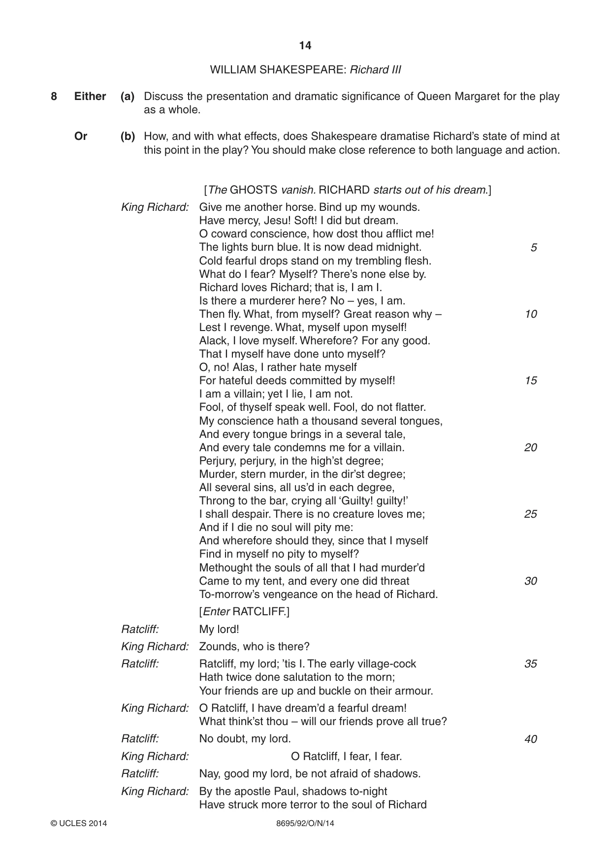 Cambridge A Level English - Language and Literature (AS Level only, from 2016) 8695 2014 Oct/Nov Paper 9 · Variant 2 question paper, page 14 of 20