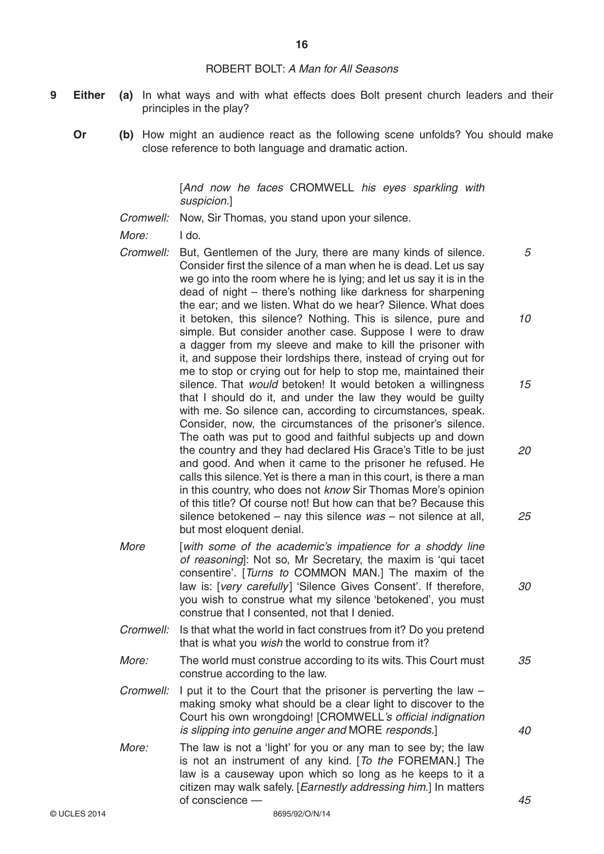 Cambridge A Level English - Language and Literature (AS Level only, from 2016) 8695 2014 Oct/Nov Paper 9 · Variant 2 question paper, page 16 of 20