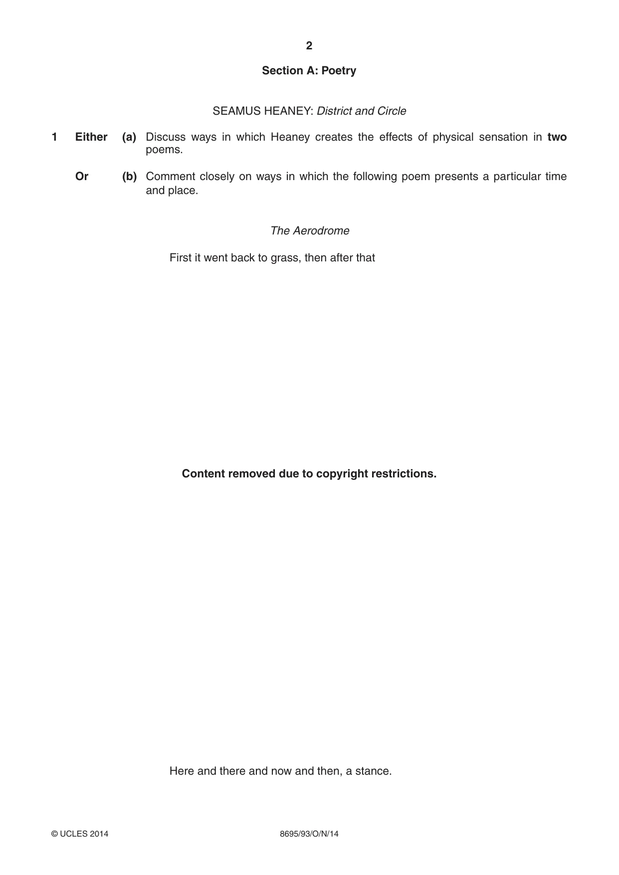 Cambridge A Level English - Language and Literature (AS Level only, from 2016) 8695 2014 Oct/Nov Paper 9 · Variant 3 question paper, page 2 of 16
