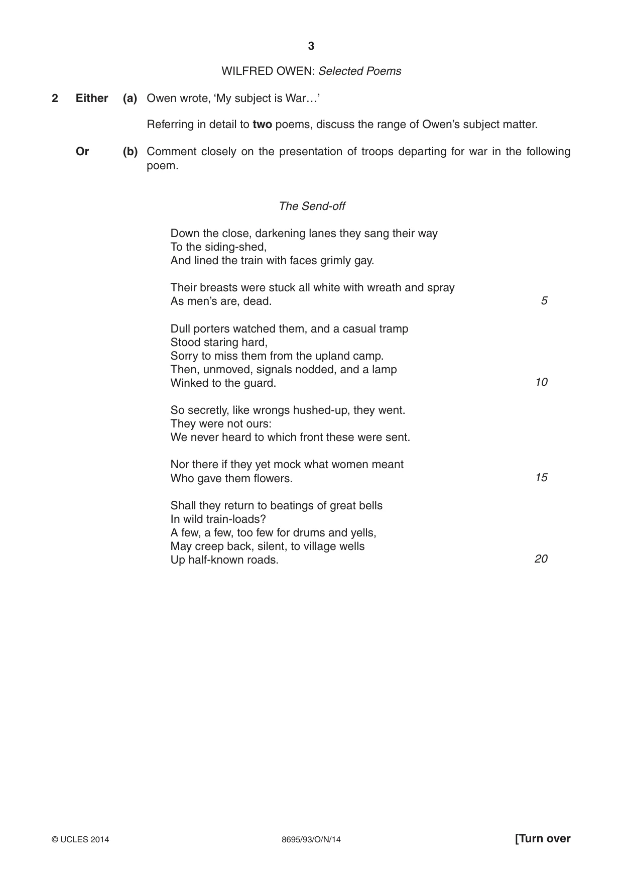 Cambridge A Level English - Language and Literature (AS Level only, from 2016) 8695 2014 Oct/Nov Paper 9 · Variant 3 question paper, page 3 of 16