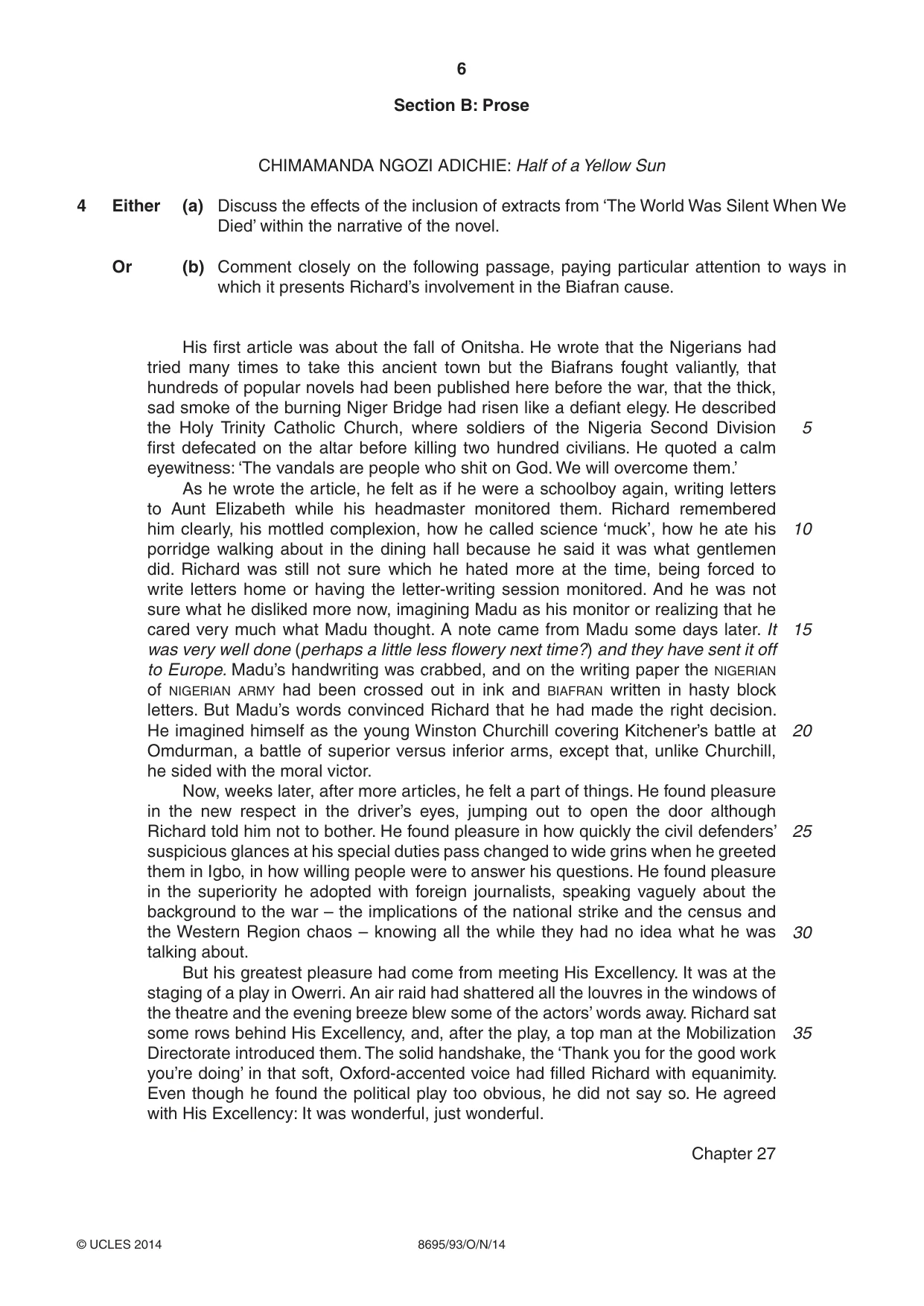 Cambridge A Level English - Language and Literature (AS Level only, from 2016) 8695 2014 Oct/Nov Paper 9 · Variant 3 question paper, page 6 of 16