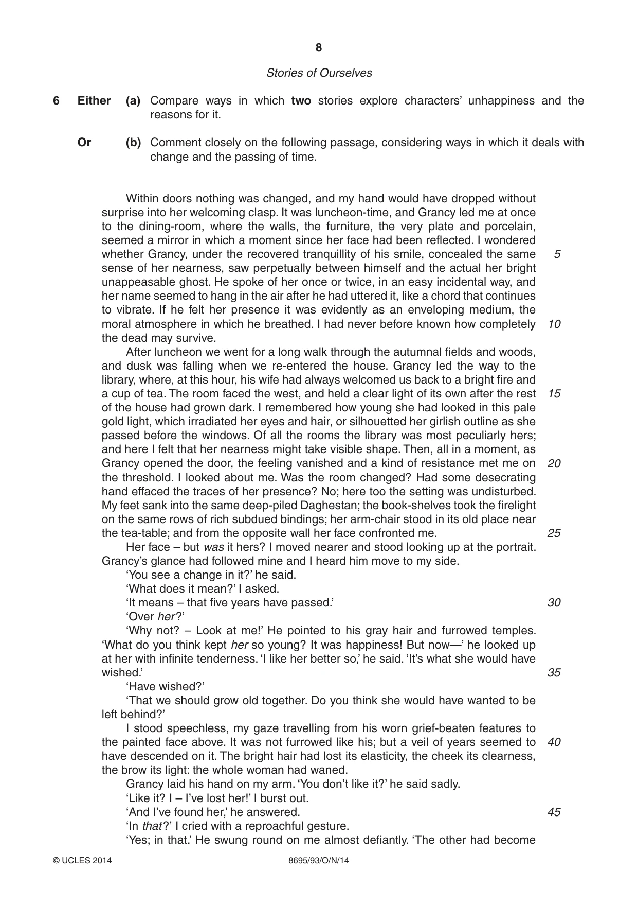 Cambridge A Level English - Language and Literature (AS Level only, from 2016) 8695 2014 Oct/Nov Paper 9 · Variant 3 question paper, page 8 of 16