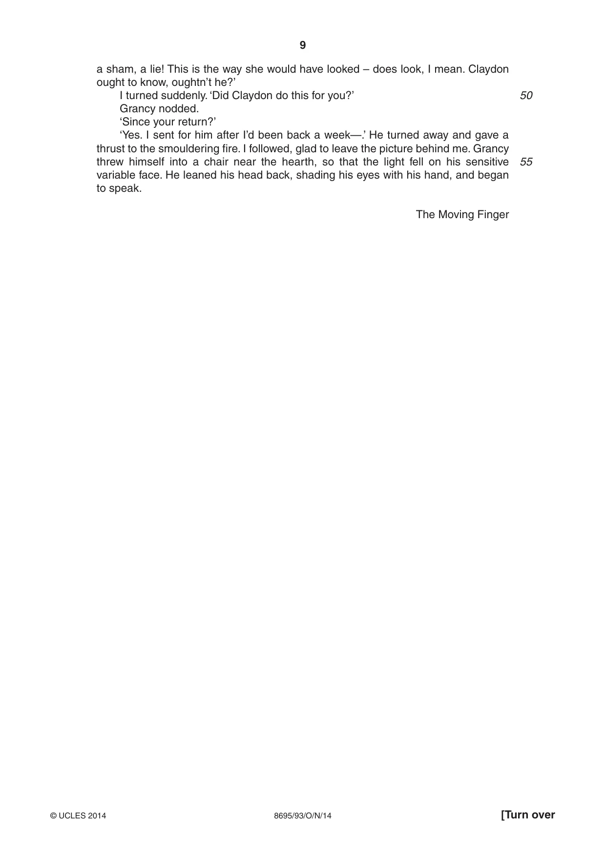 Cambridge A Level English - Language and Literature (AS Level only, from 2016) 8695 2014 Oct/Nov Paper 9 · Variant 3 question paper, page 9 of 16