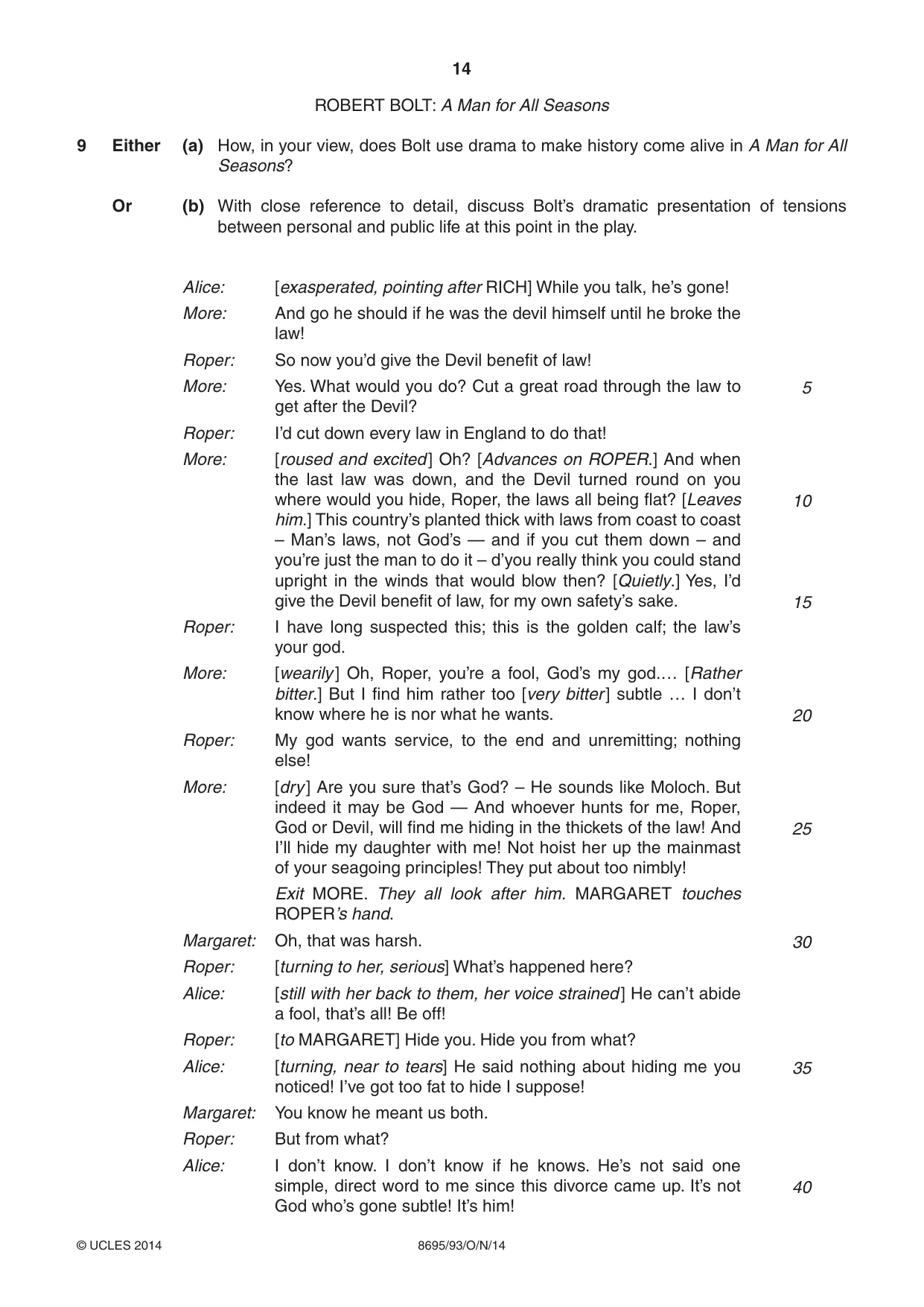 Cambridge A Level English - Language and Literature (AS Level only, from 2016) 8695 2014 Oct/Nov Paper 9 · Variant 3 question paper, page 14 of 16