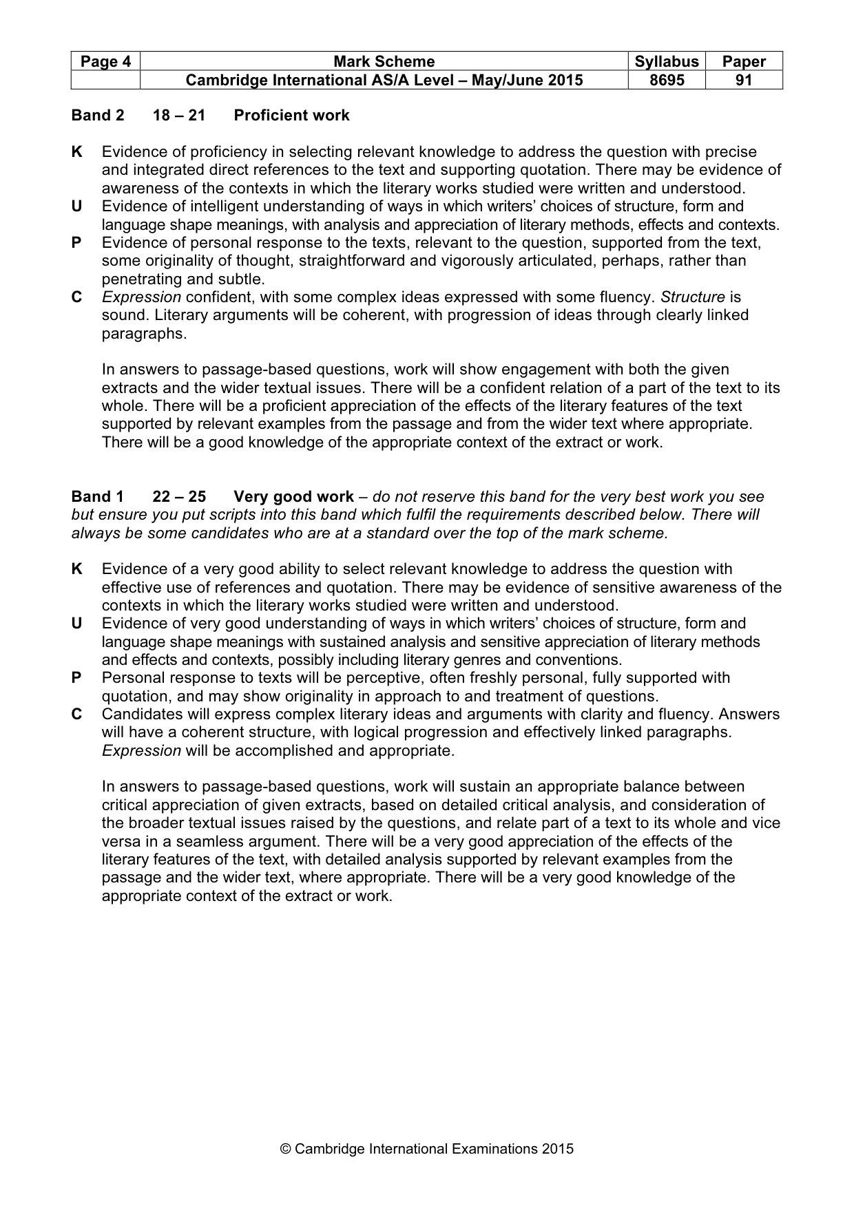 Mark scheme, page 4 of 4