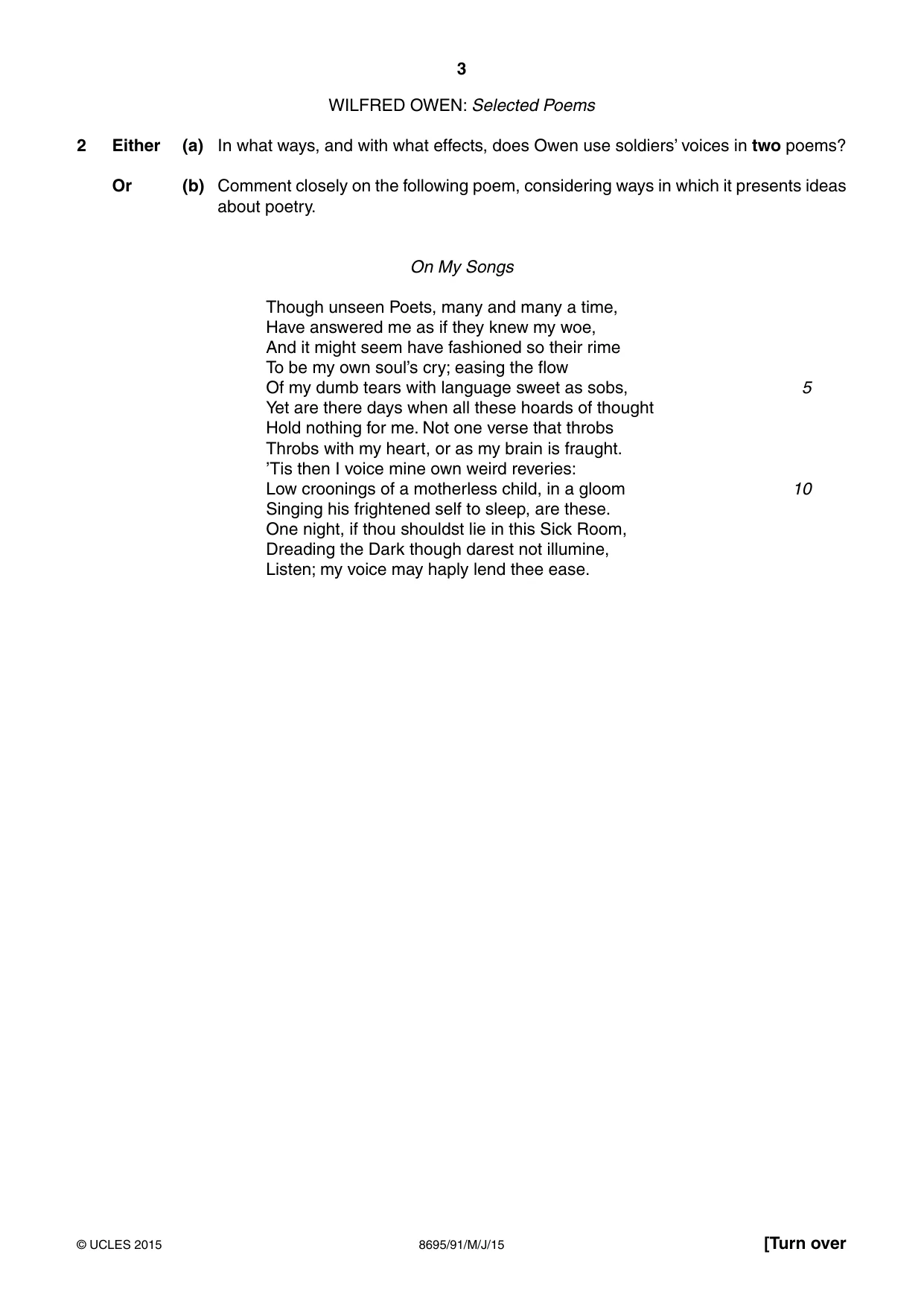 Cambridge A Level English - Language and Literature (AS Level only, from 2016) 8695 2015 May/June Paper 9 · Variant 1 question paper, page 3 of 20