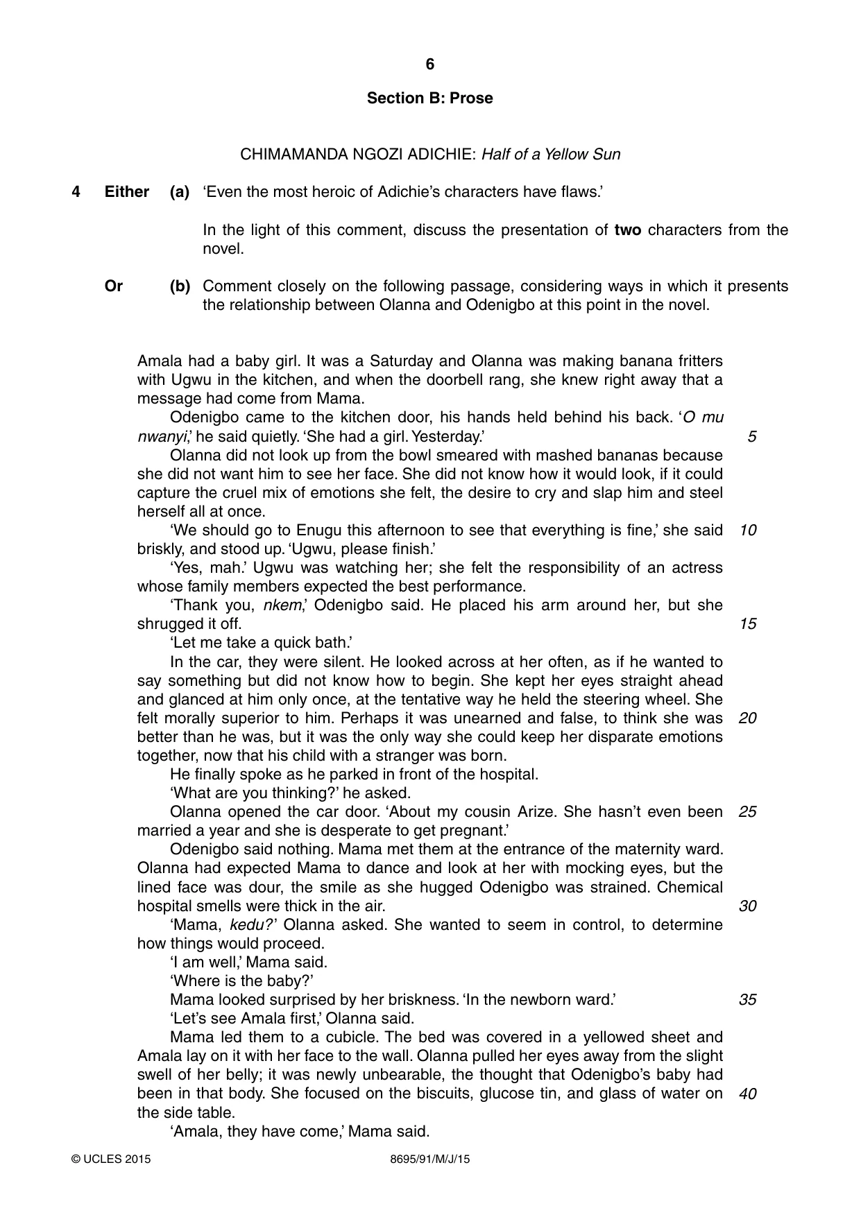 Cambridge A Level English - Language and Literature (AS Level only, from 2016) 8695 2015 May/June Paper 9 · Variant 1 question paper, page 6 of 20