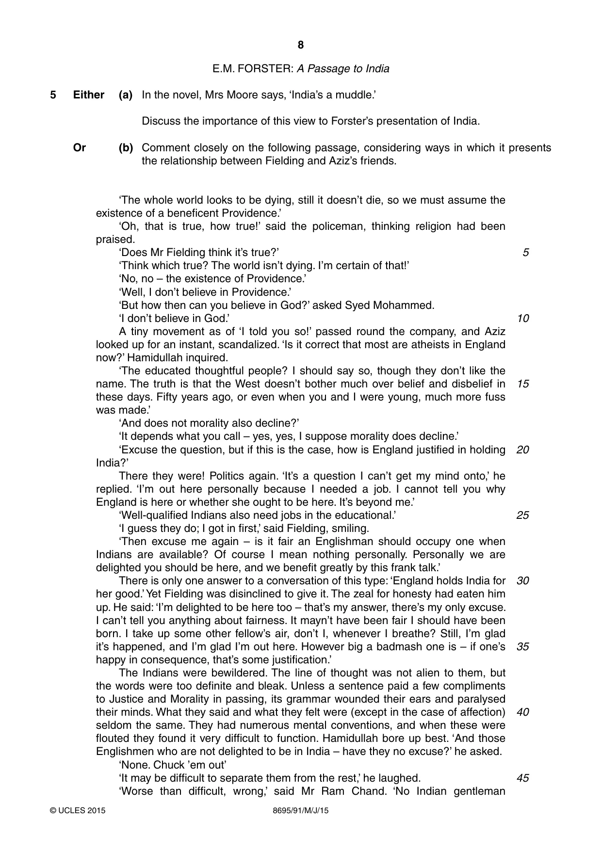 Cambridge A Level English - Language and Literature (AS Level only, from 2016) 8695 2015 May/June Paper 9 · Variant 1 question paper, page 8 of 20
