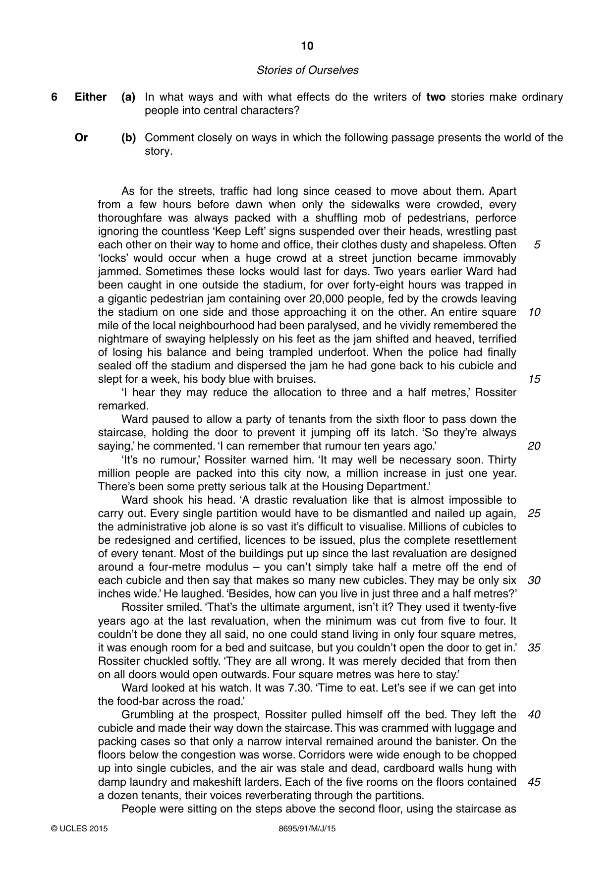 Cambridge A Level English - Language and Literature (AS Level only, from 2016) 8695 2015 May/June Paper 9 · Variant 1 question paper, page 10 of 20