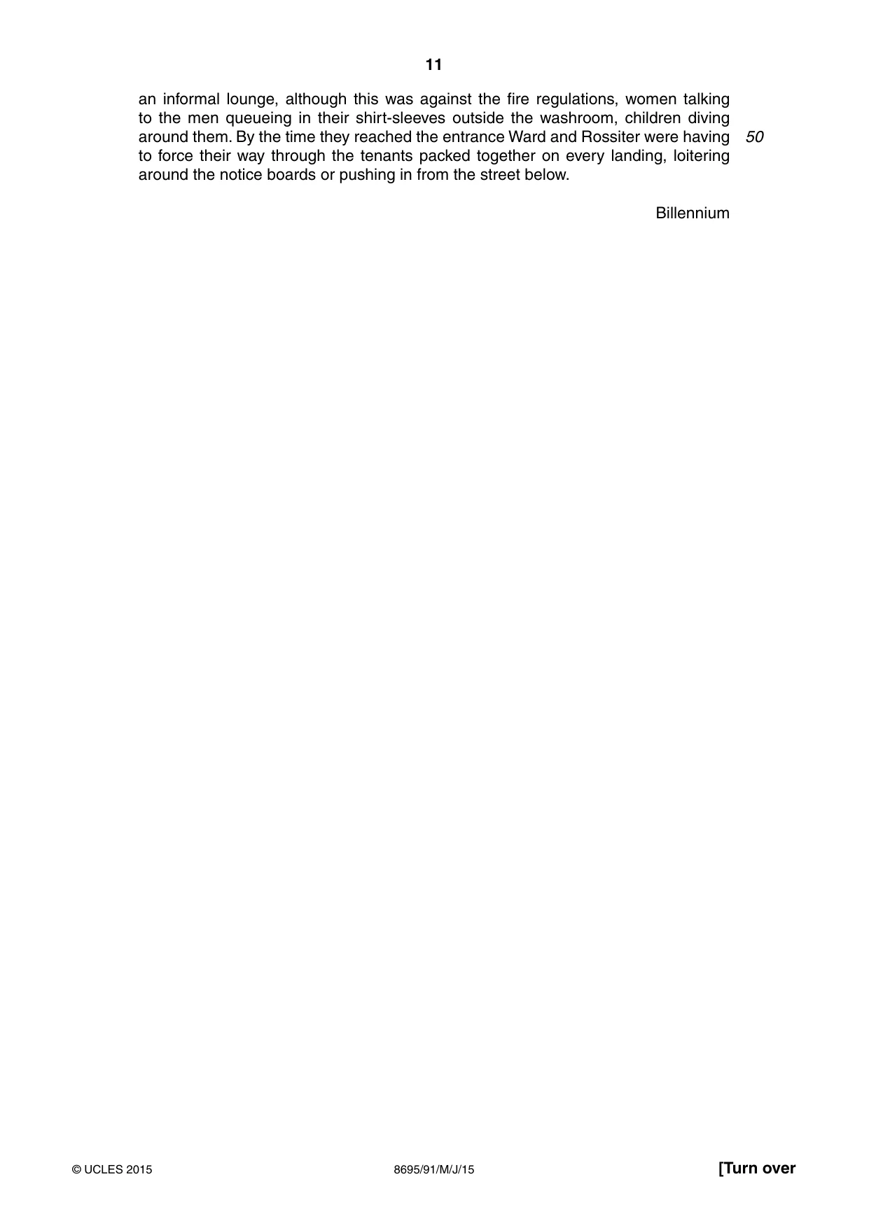 Cambridge A Level English - Language and Literature (AS Level only, from 2016) 8695 2015 May/June Paper 9 · Variant 1 question paper, page 11 of 20