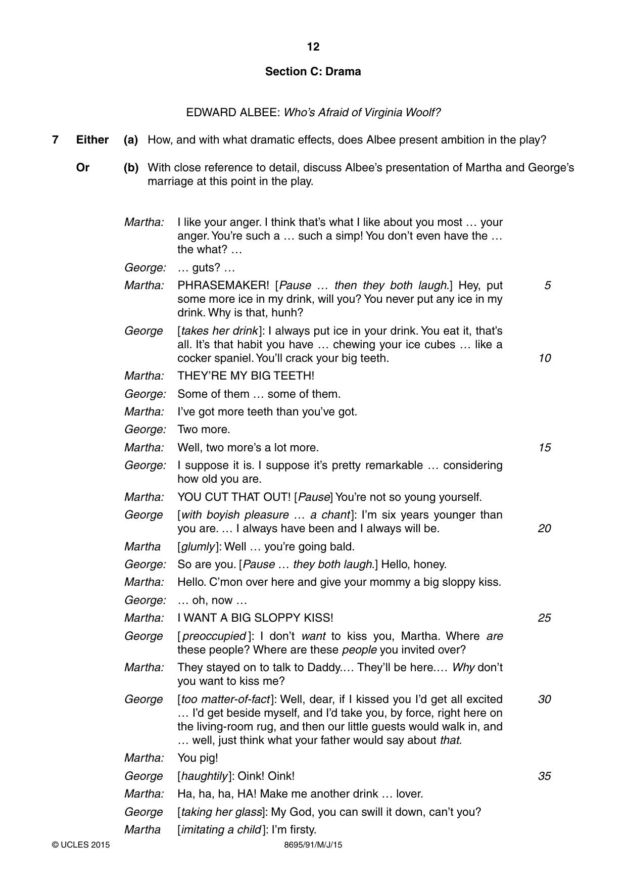 Cambridge A Level English - Language and Literature (AS Level only, from 2016) 8695 2015 May/June Paper 9 · Variant 1 question paper, page 12 of 20
