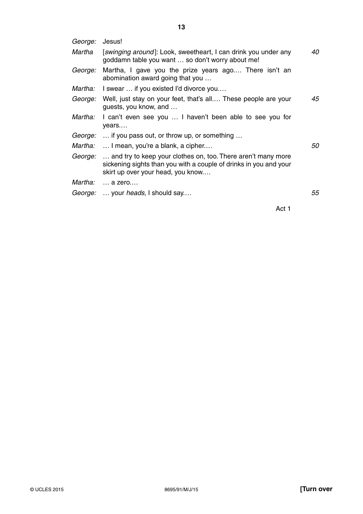 Cambridge A Level English - Language and Literature (AS Level only, from 2016) 8695 2015 May/June Paper 9 · Variant 1 question paper, page 13 of 20