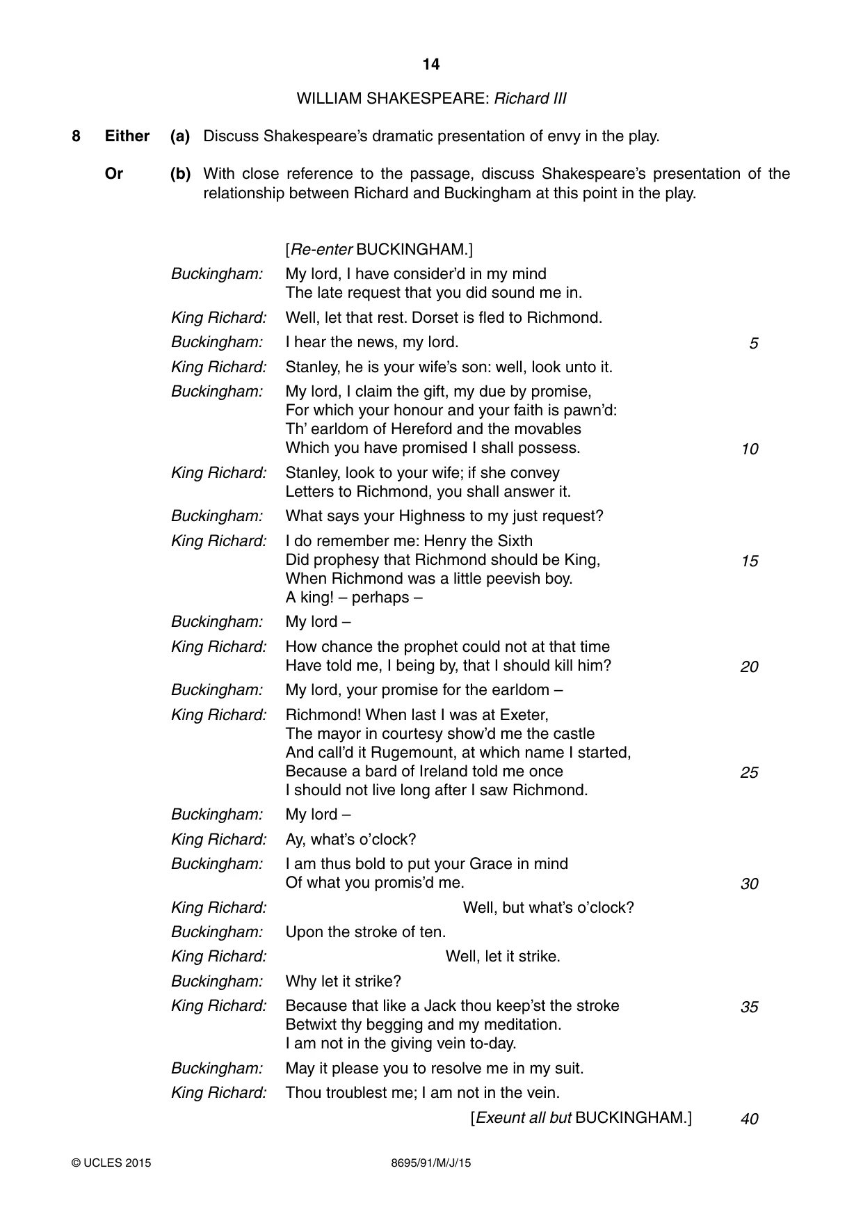 Cambridge A Level English - Language and Literature (AS Level only, from 2016) 8695 2015 May/June Paper 9 · Variant 1 question paper, page 14 of 20