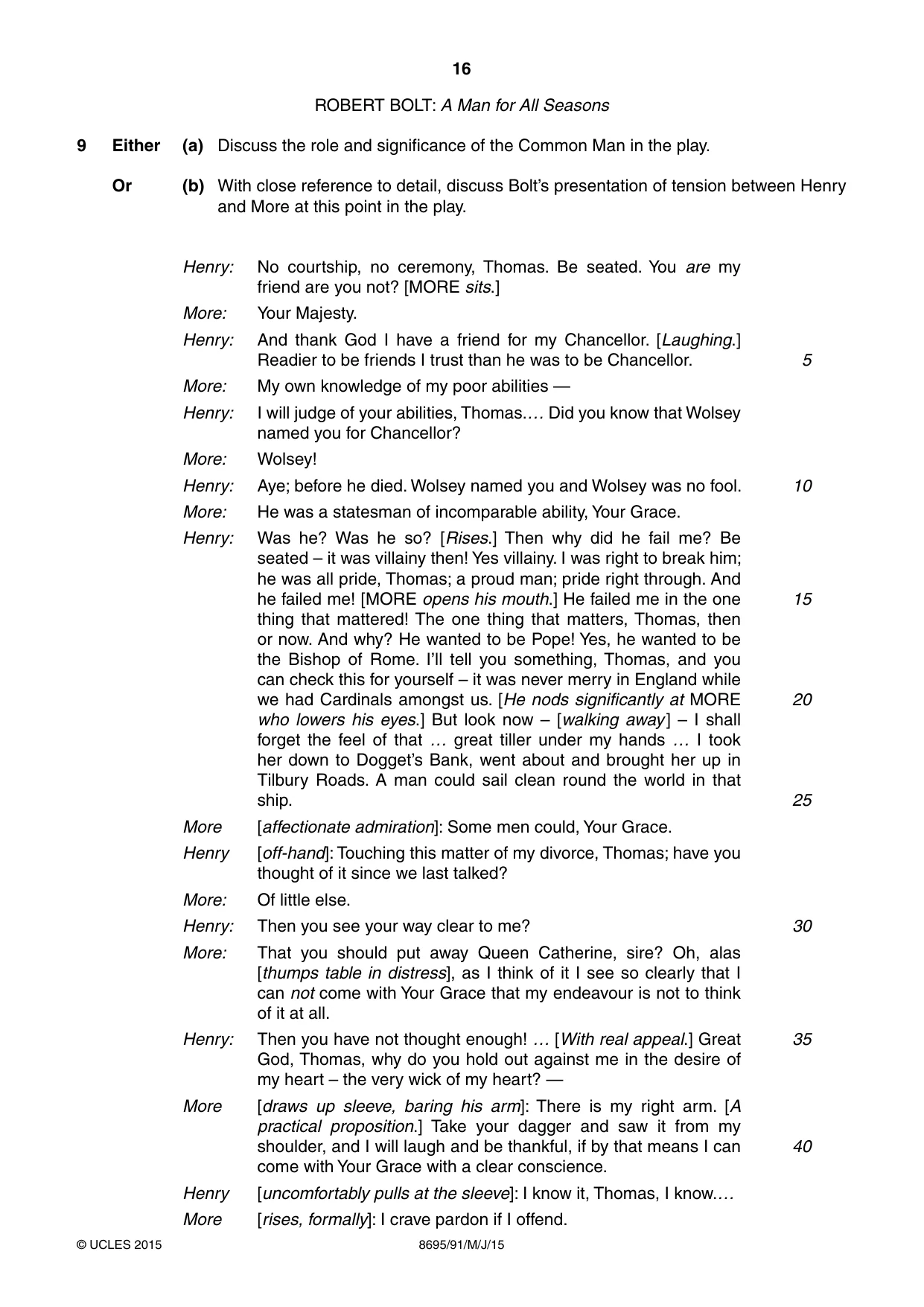Cambridge A Level English - Language and Literature (AS Level only, from 2016) 8695 2015 May/June Paper 9 · Variant 1 question paper, page 16 of 20