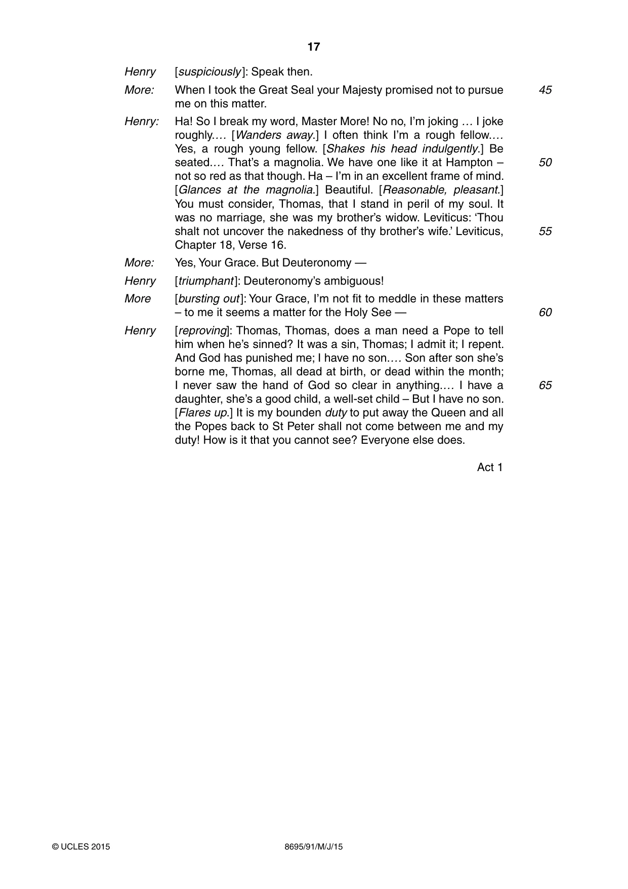 Cambridge A Level English - Language and Literature (AS Level only, from 2016) 8695 2015 May/June Paper 9 · Variant 1 question paper, page 17 of 20