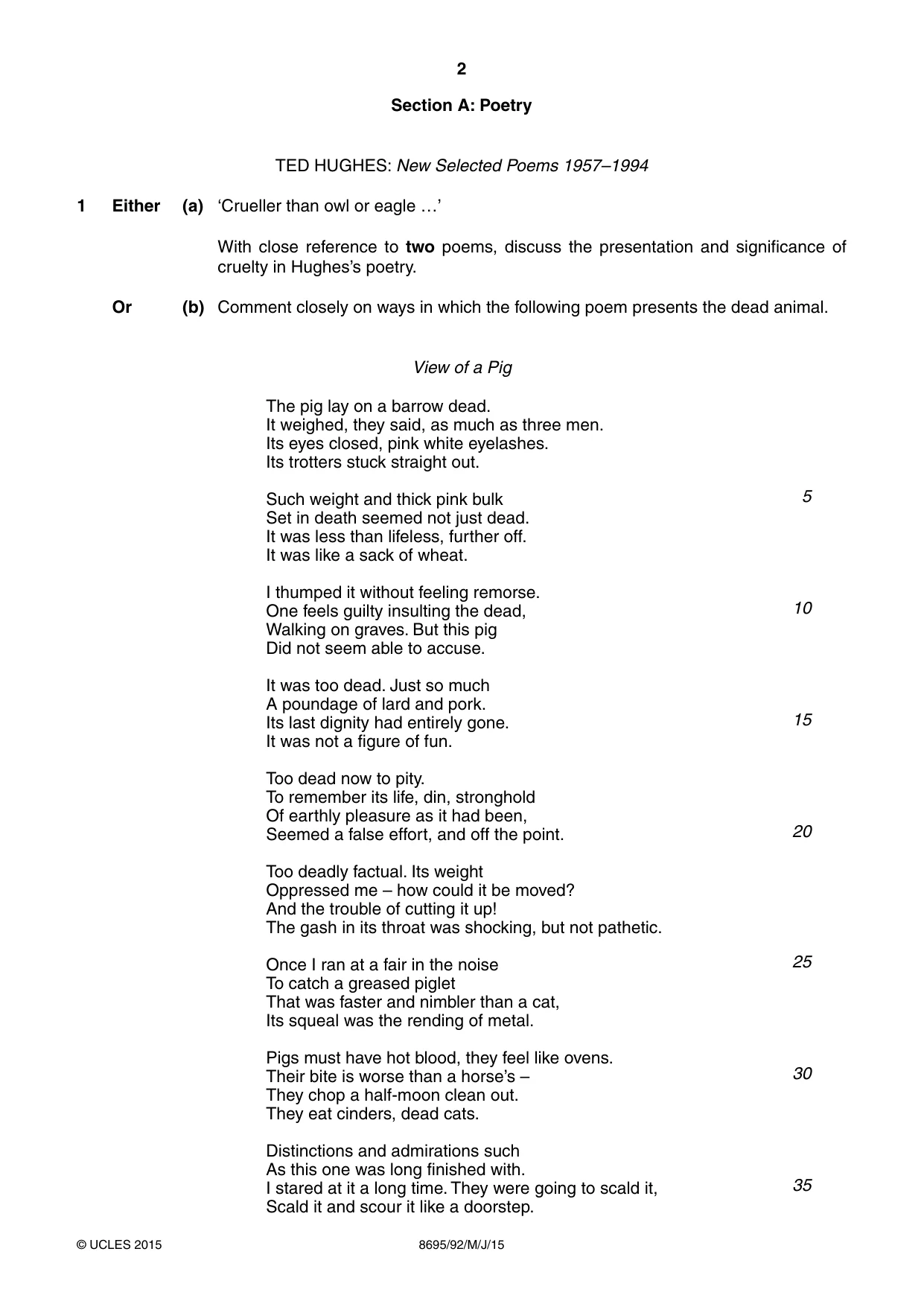 Cambridge A Level English - Language and Literature (AS Level only, from 2016) 8695 2015 May/June Paper 9 · Variant 2 question paper, page 2 of 16