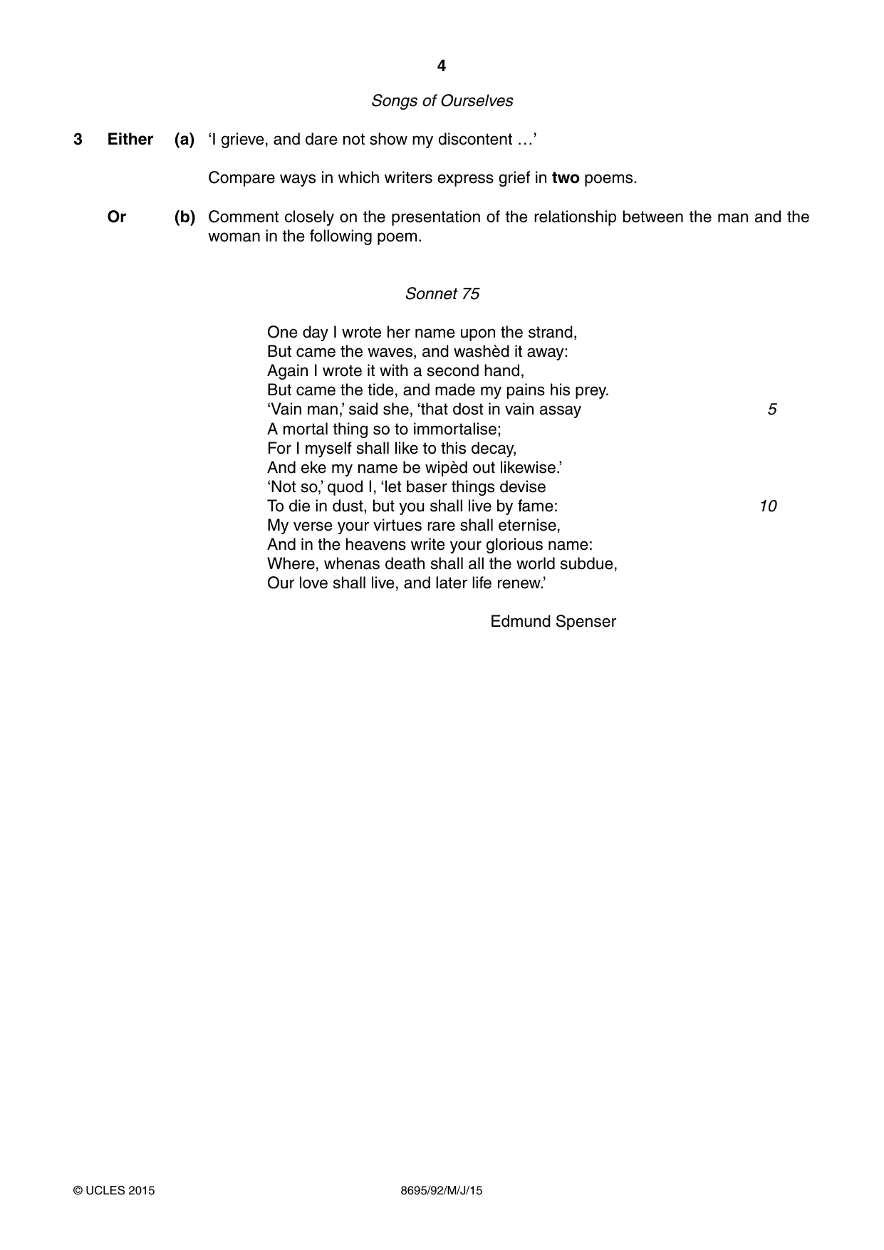 Cambridge A Level English - Language and Literature (AS Level only, from 2016) 8695 2015 May/June Paper 9 · Variant 2 question paper, page 4 of 16