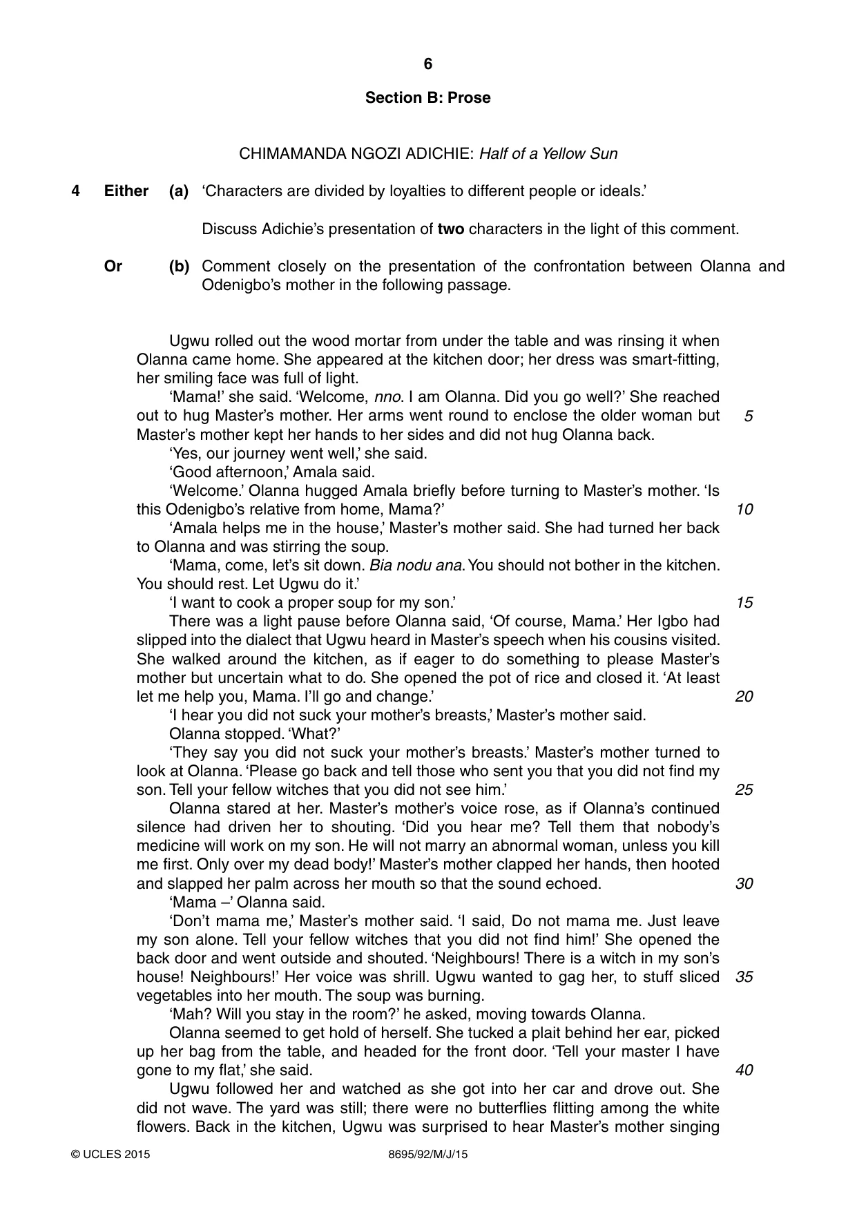 Cambridge A Level English - Language and Literature (AS Level only, from 2016) 8695 2015 May/June Paper 9 · Variant 2 question paper, page 6 of 16