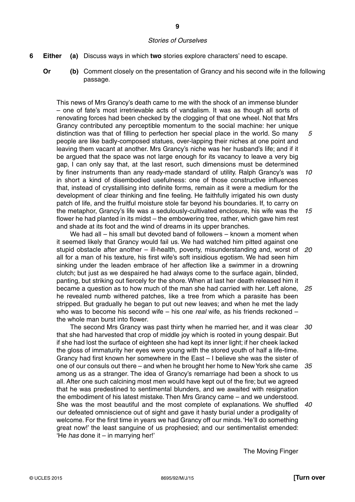 Cambridge A Level English - Language and Literature (AS Level only, from 2016) 8695 2015 May/June Paper 9 · Variant 2 question paper, page 9 of 16