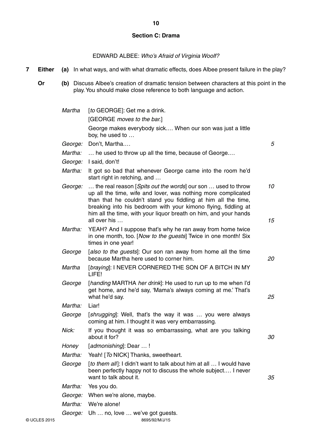 Cambridge A Level English - Language and Literature (AS Level only, from 2016) 8695 2015 May/June Paper 9 · Variant 2 question paper, page 10 of 16