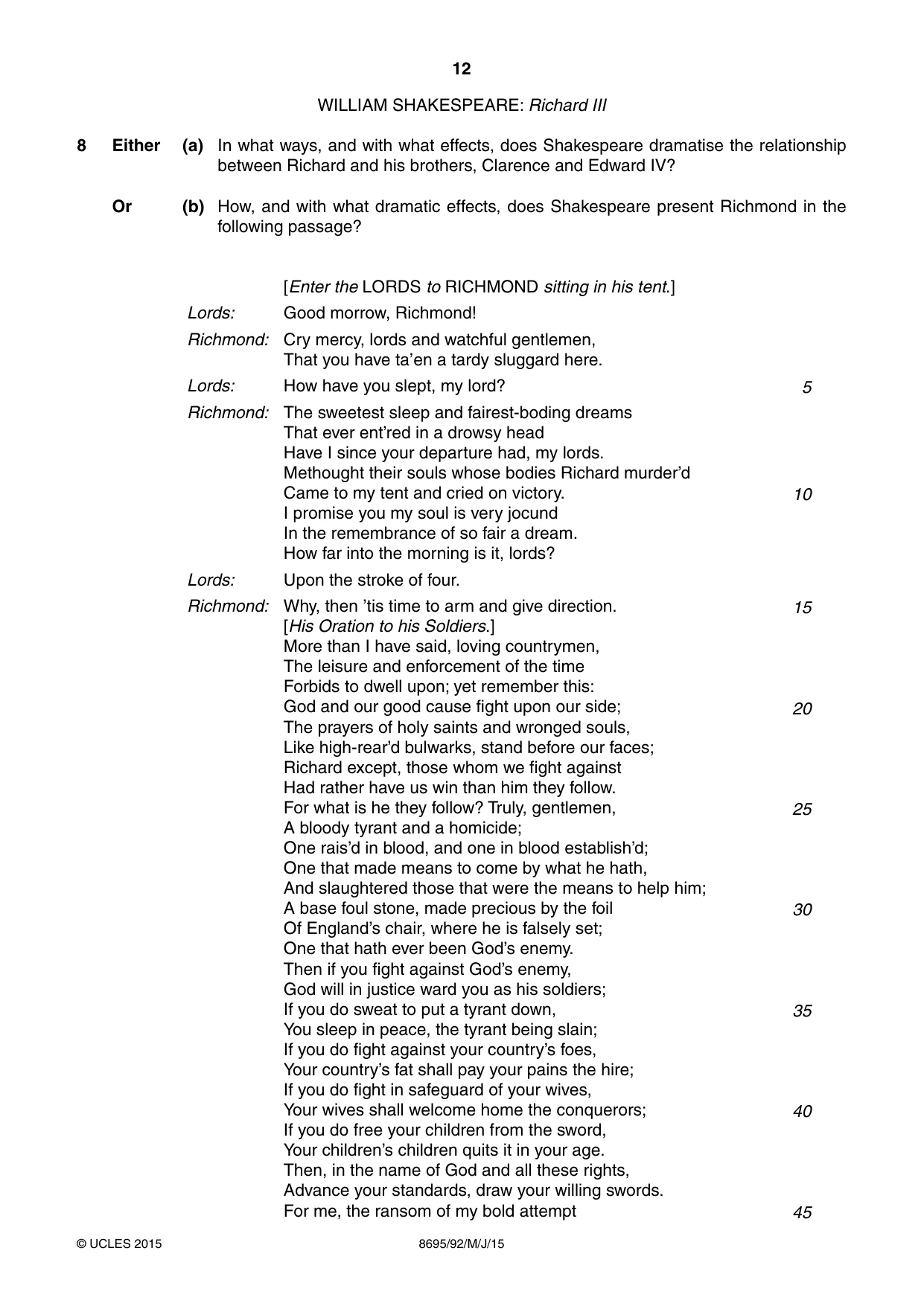 Cambridge A Level English - Language and Literature (AS Level only, from 2016) 8695 2015 May/June Paper 9 · Variant 2 question paper, page 12 of 16