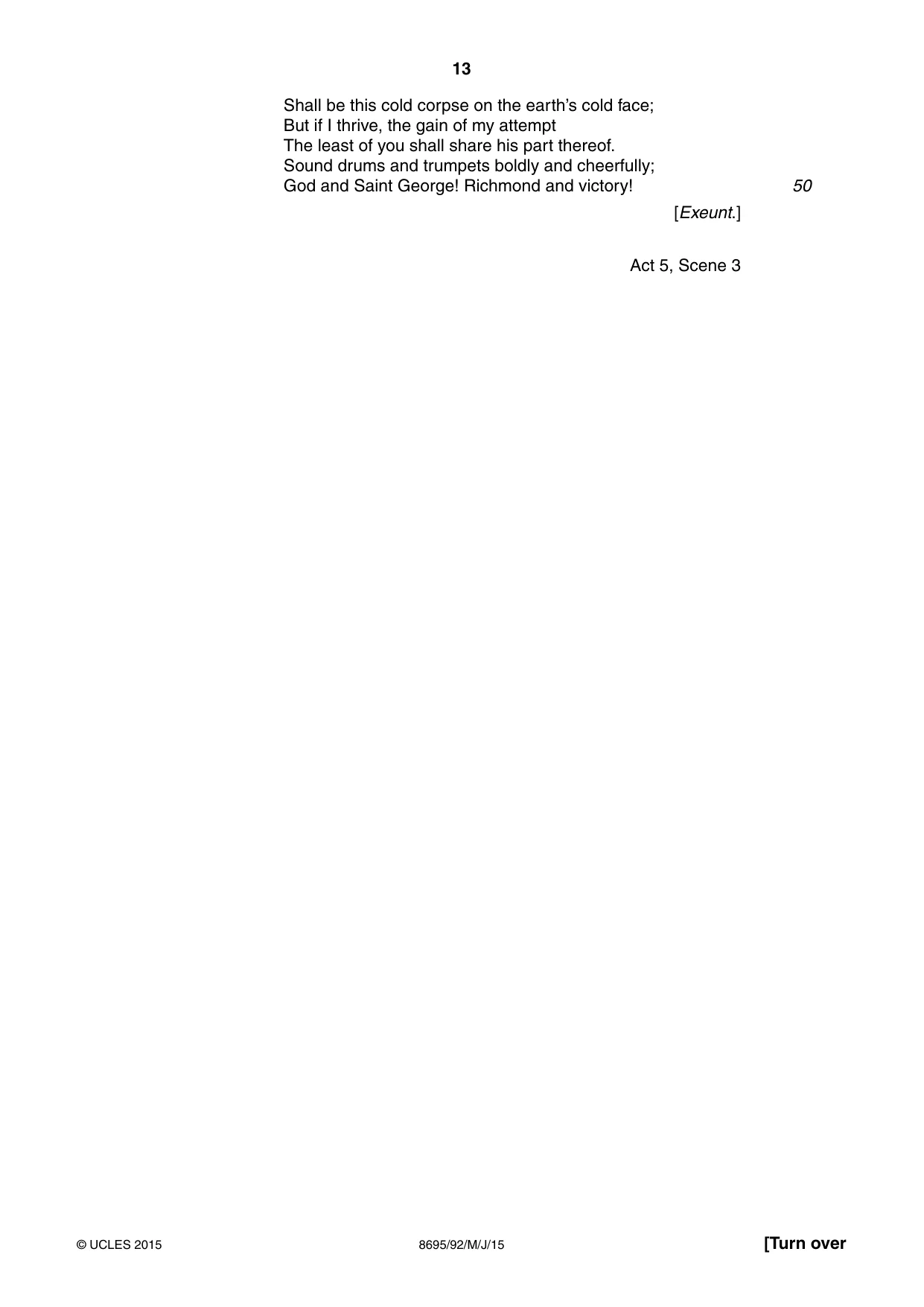 Cambridge A Level English - Language and Literature (AS Level only, from 2016) 8695 2015 May/June Paper 9 · Variant 2 question paper, page 13 of 16