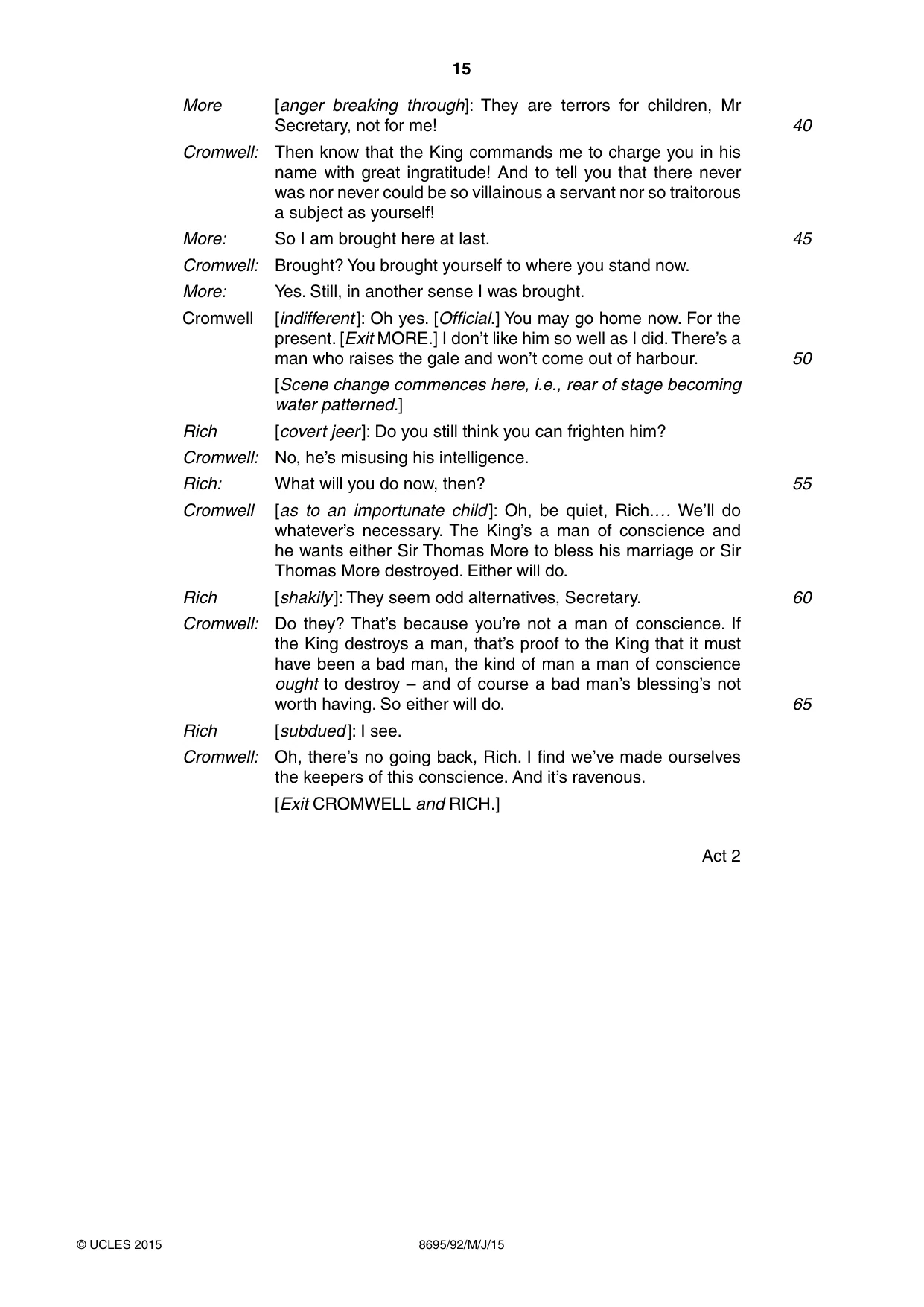 Cambridge A Level English - Language and Literature (AS Level only, from 2016) 8695 2015 May/June Paper 9 · Variant 2 question paper, page 15 of 16