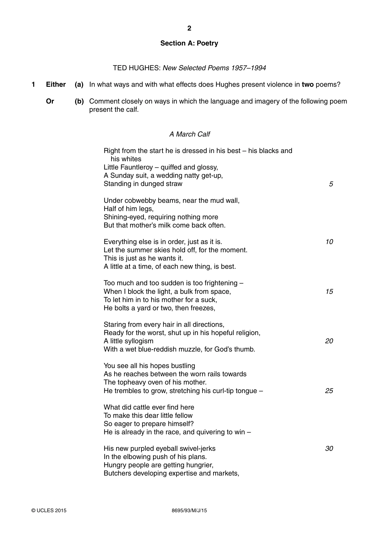 Cambridge A Level English - Language and Literature (AS Level only, from 2016) 8695 2015 May/June Paper 9 · Variant 3 question paper, page 2 of 20