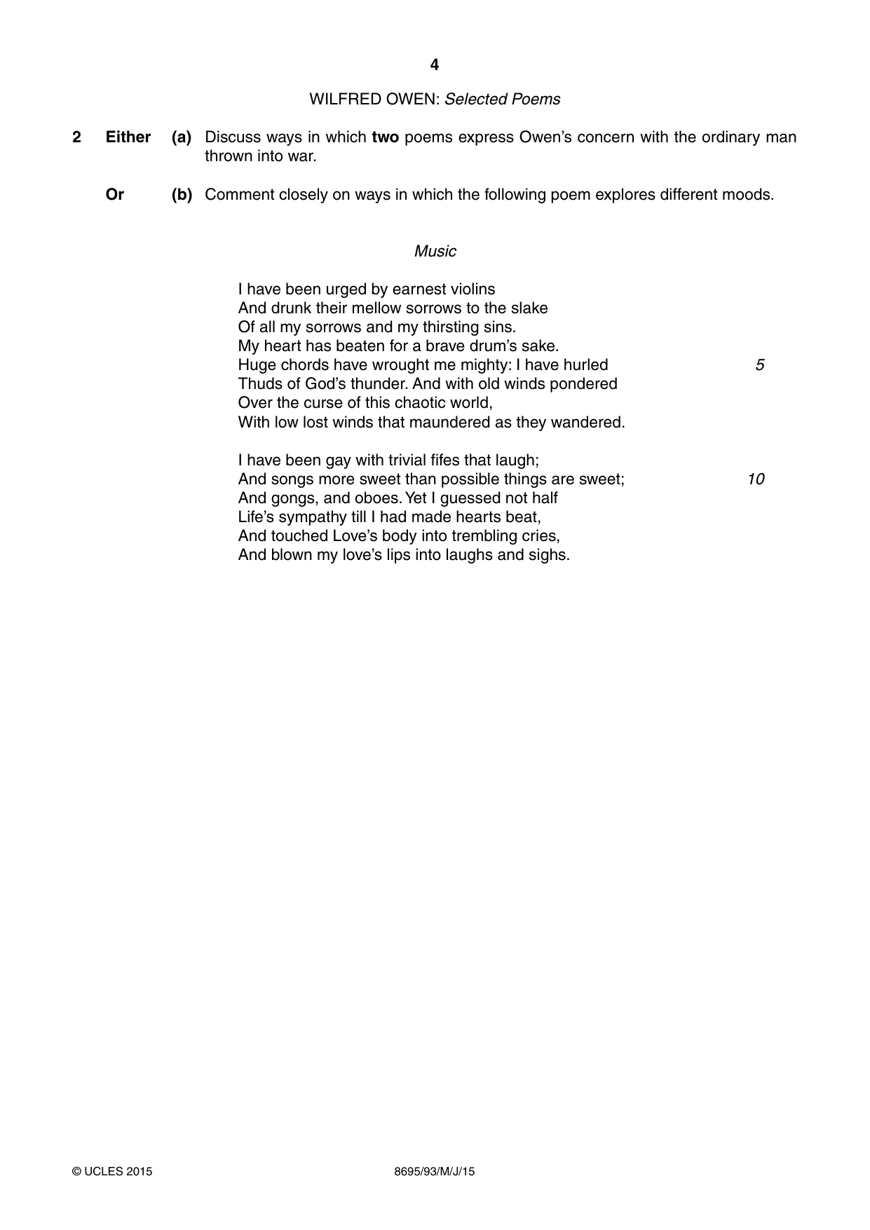 Cambridge A Level English - Language and Literature (AS Level only, from 2016) 8695 2015 May/June Paper 9 · Variant 3 question paper, page 4 of 20