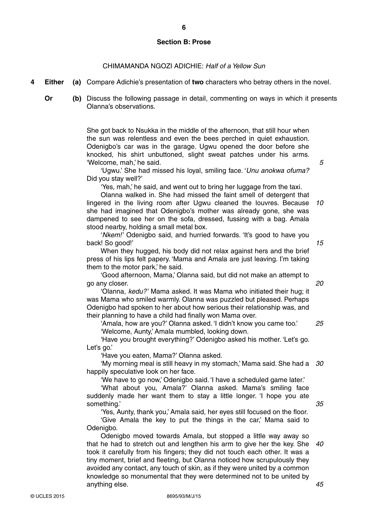 Cambridge A Level English - Language and Literature (AS Level only, from 2016) 8695 2015 May/June Paper 9 · Variant 3 question paper, page 6 of 20