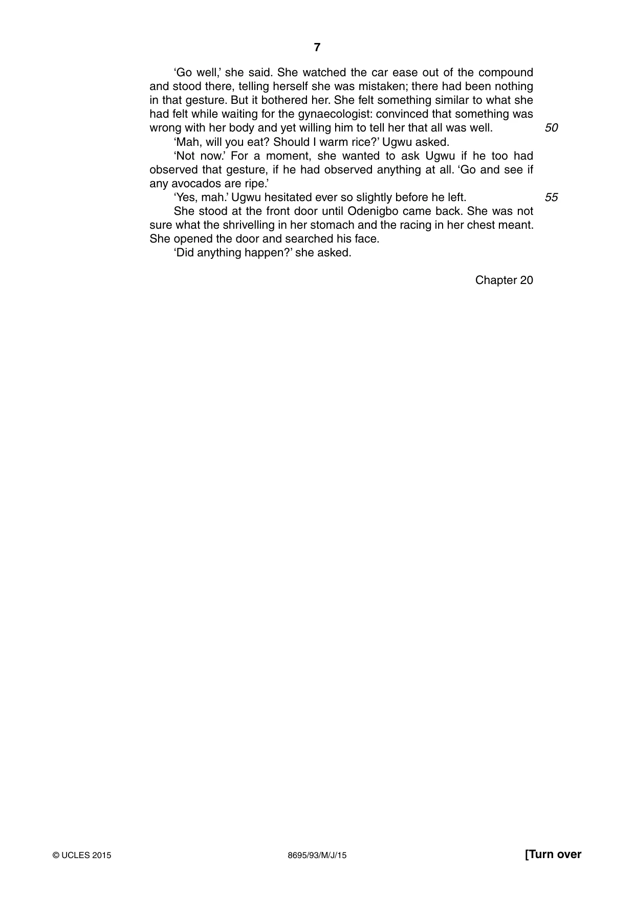 Cambridge A Level English - Language and Literature (AS Level only, from 2016) 8695 2015 May/June Paper 9 · Variant 3 question paper, page 7 of 20