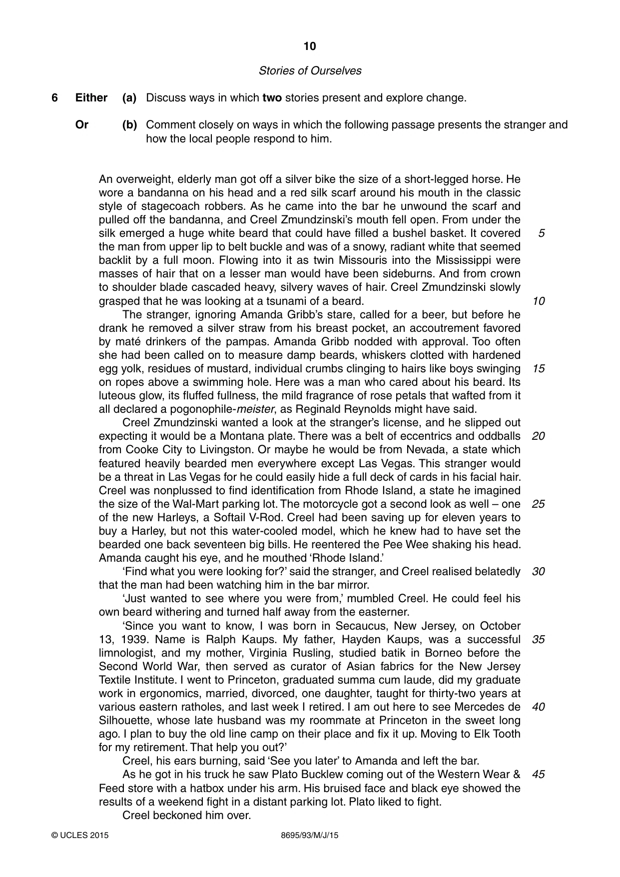 Cambridge A Level English - Language and Literature (AS Level only, from 2016) 8695 2015 May/June Paper 9 · Variant 3 question paper, page 10 of 20