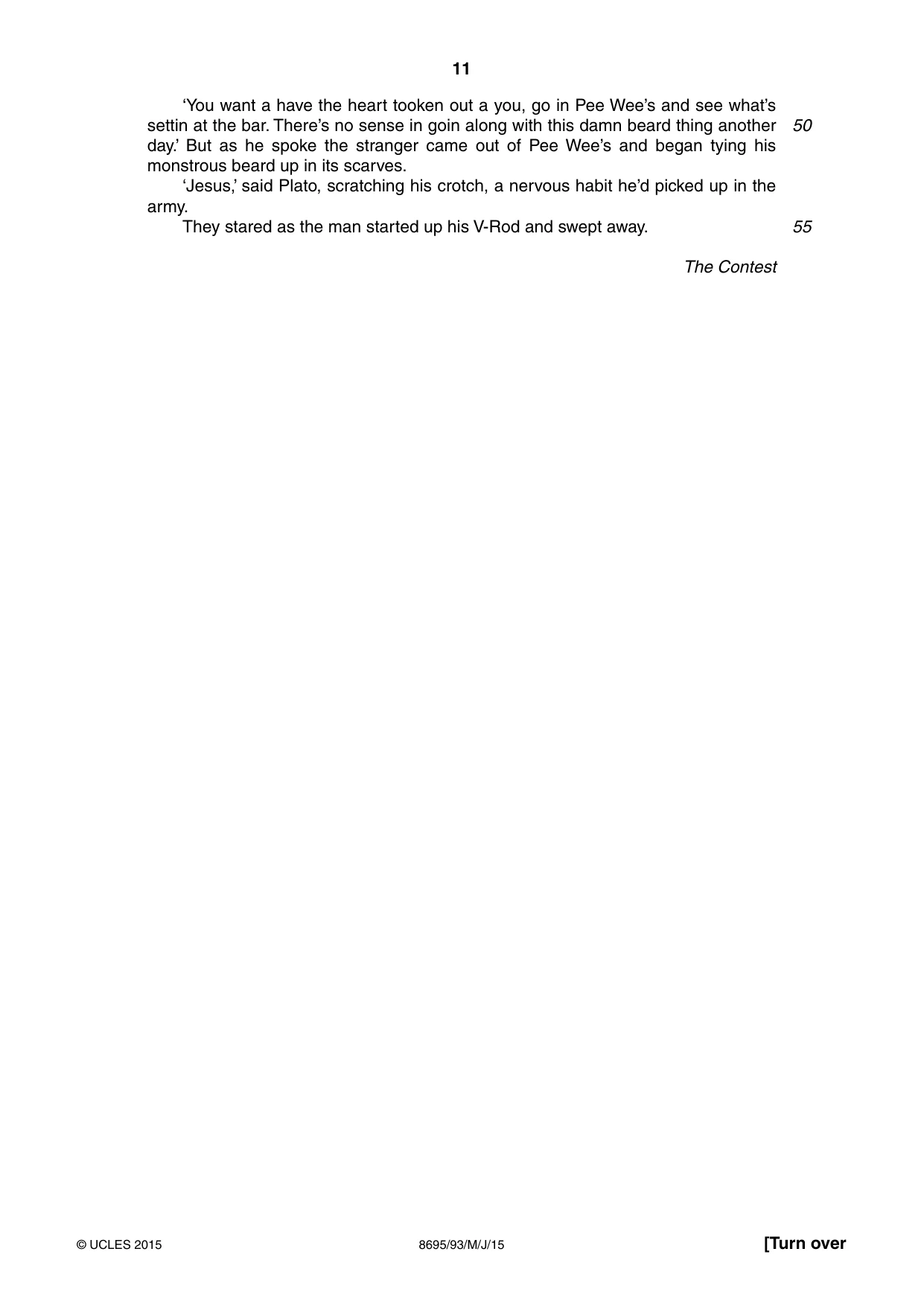 Cambridge A Level English - Language and Literature (AS Level only, from 2016) 8695 2015 May/June Paper 9 · Variant 3 question paper, page 11 of 20