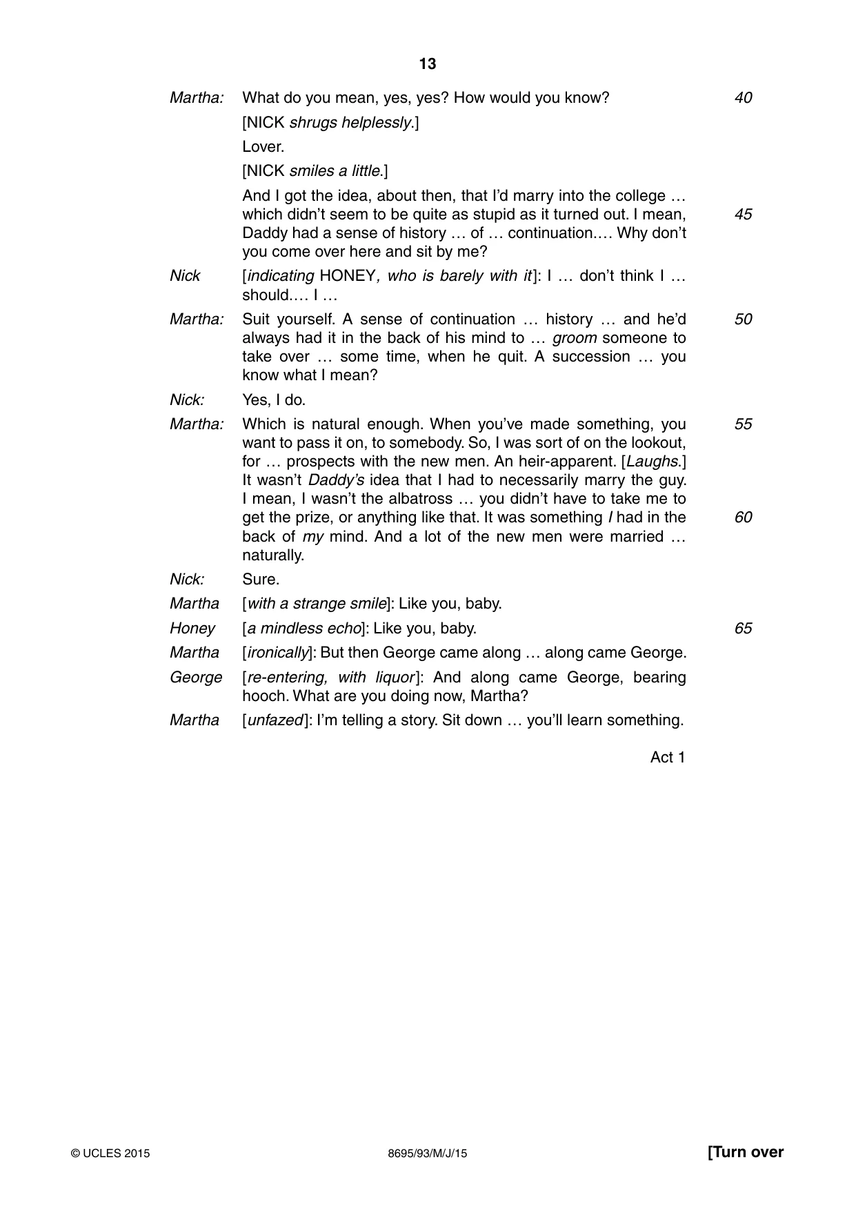 Cambridge A Level English - Language and Literature (AS Level only, from 2016) 8695 2015 May/June Paper 9 · Variant 3 question paper, page 13 of 20
