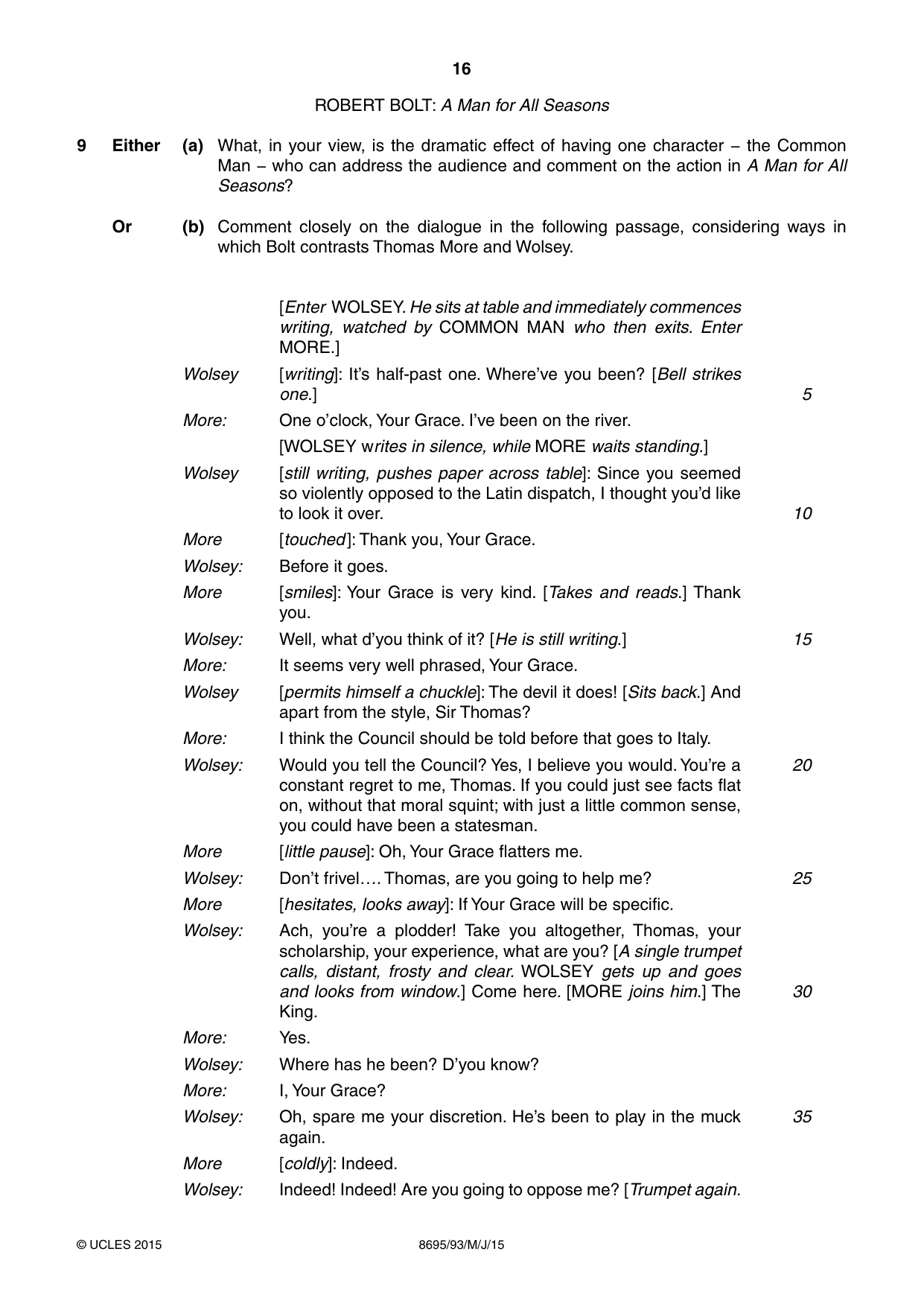 Cambridge A Level English - Language and Literature (AS Level only, from 2016) 8695 2015 May/June Paper 9 · Variant 3 question paper, page 16 of 20