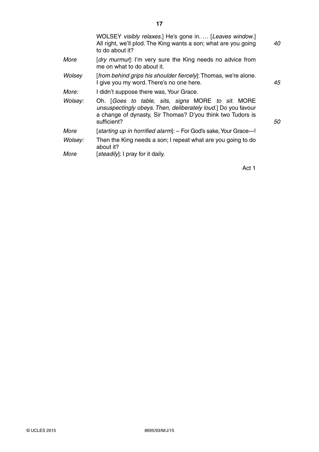 Cambridge A Level English - Language and Literature (AS Level only, from 2016) 8695 2015 May/June Paper 9 · Variant 3 question paper, page 17 of 20